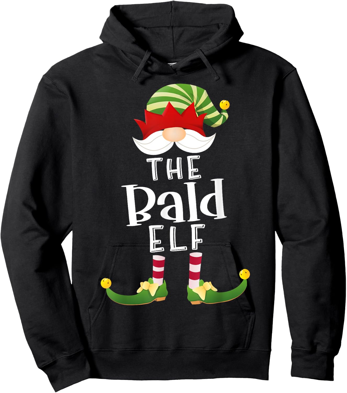 Bald Elf Group Christmas Funny Pajama Party Hoodie - Hoodie | Black
