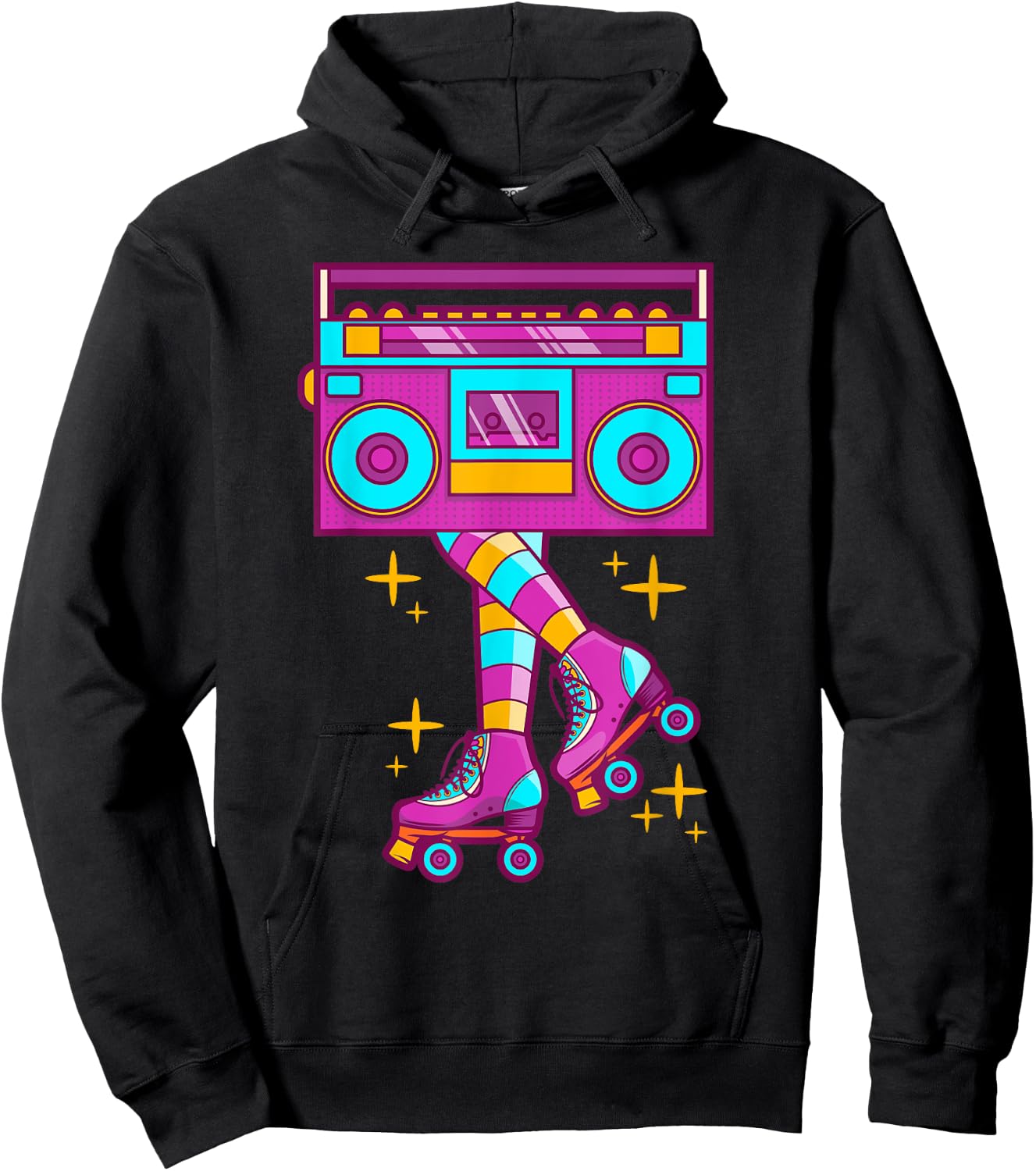 Retro Rollerskates Funny 80's Roller Disco Skating Girl Gift Hoodie - Hoodie | Black