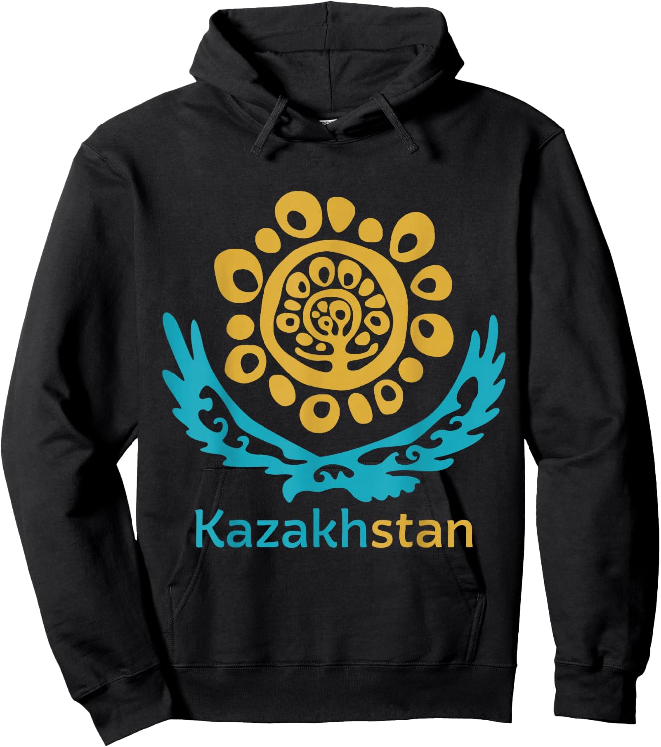 Republic of Kazakhstan Qazaqstan Kazakh Kazakh Flag Hoodie - Hoodie | Black