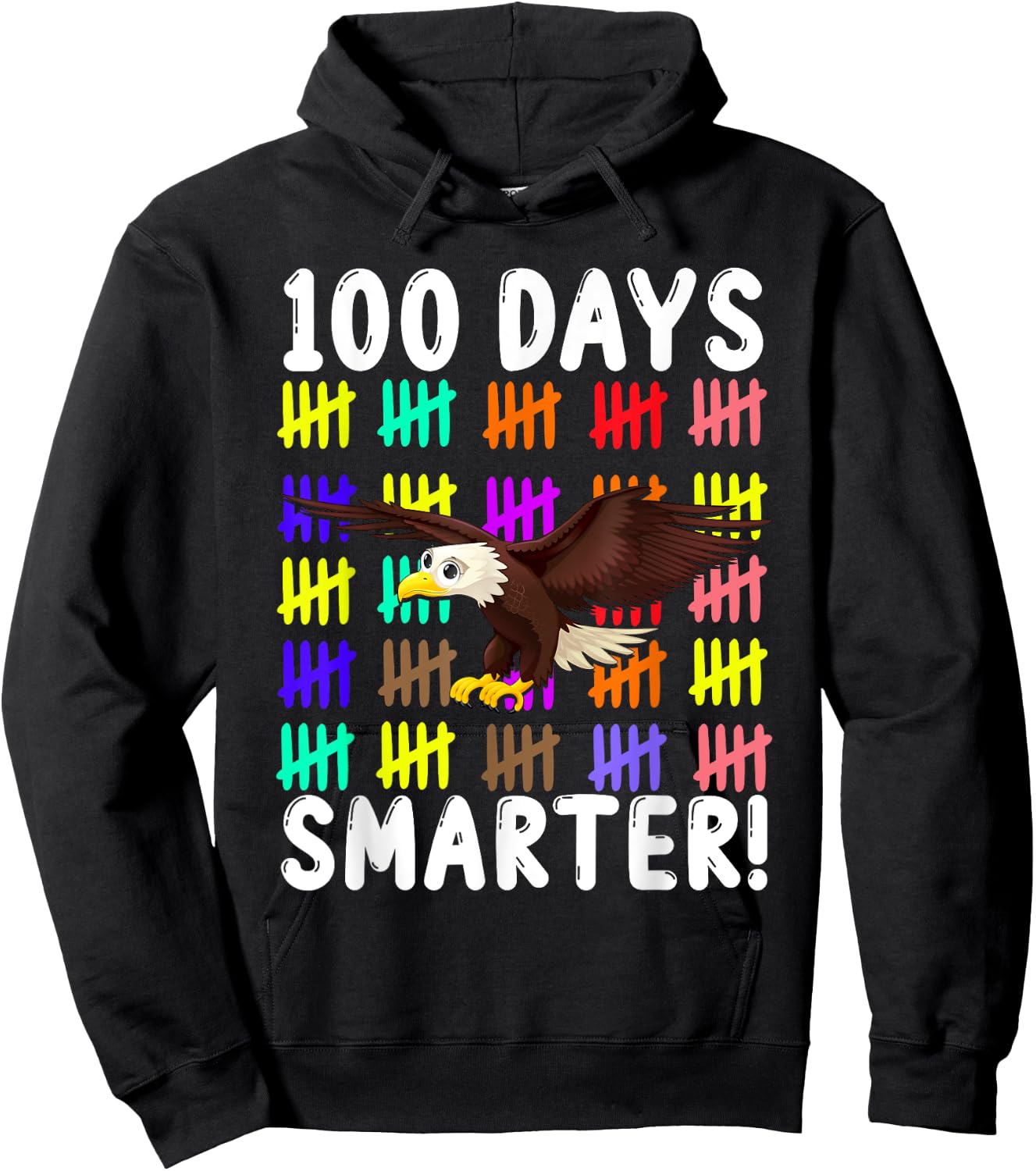 Animal Bird Cute Eagle Student Kids Gift 100 Days Of School Hoodie - Hoodie | Black