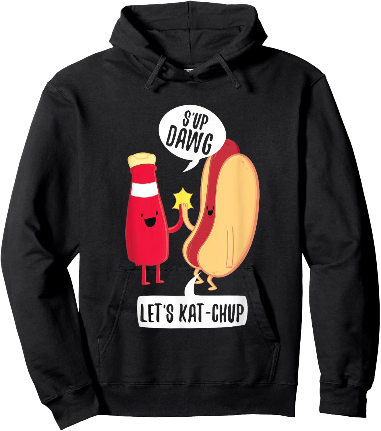 Funny What's Up Hot Dog Ketchup Hotdogolists Men Women Kids Hoodie - Hoodie | Black