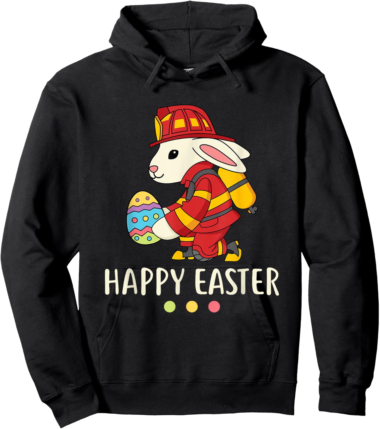 Firefighter Easter Bunny Fireman Egg Happy Easter Hoodie - Hoodie | Black