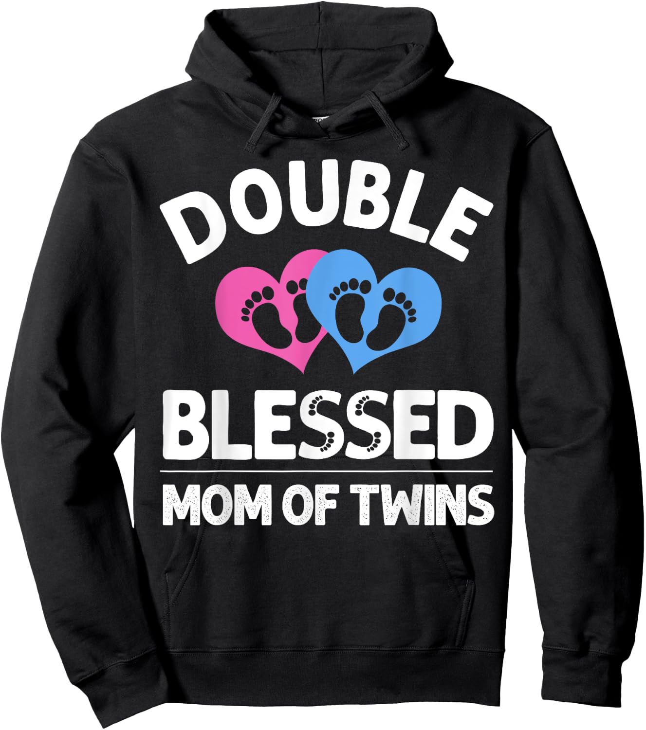 Cute Double Blessed Expectant Humor Lover Designs Funny New Mom Of Twins Gift Mother Announcement ,black,Small Hoodie - Hoodie | Black