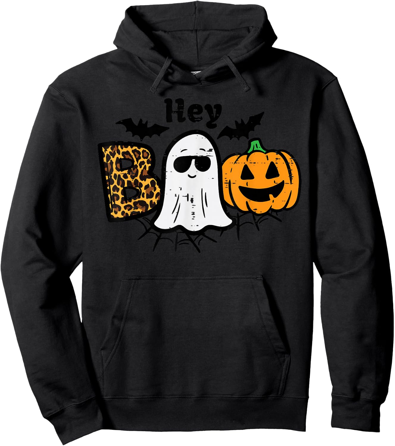 Halloween Hey Boo Ghost Pumpkin Costume Women Girls Kids Hoodie - Hoodie | Black