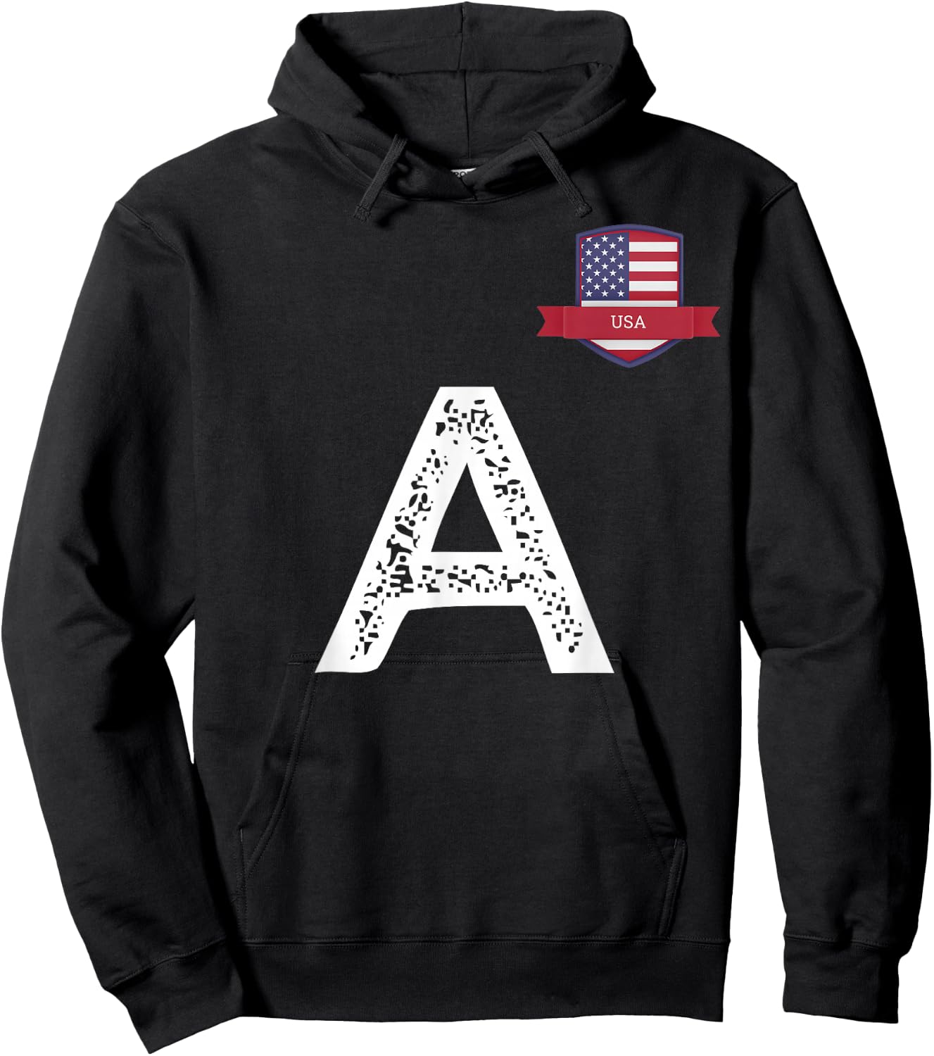 USA Human-Flag Letter A American USA Hoodie - Hoodie | Black