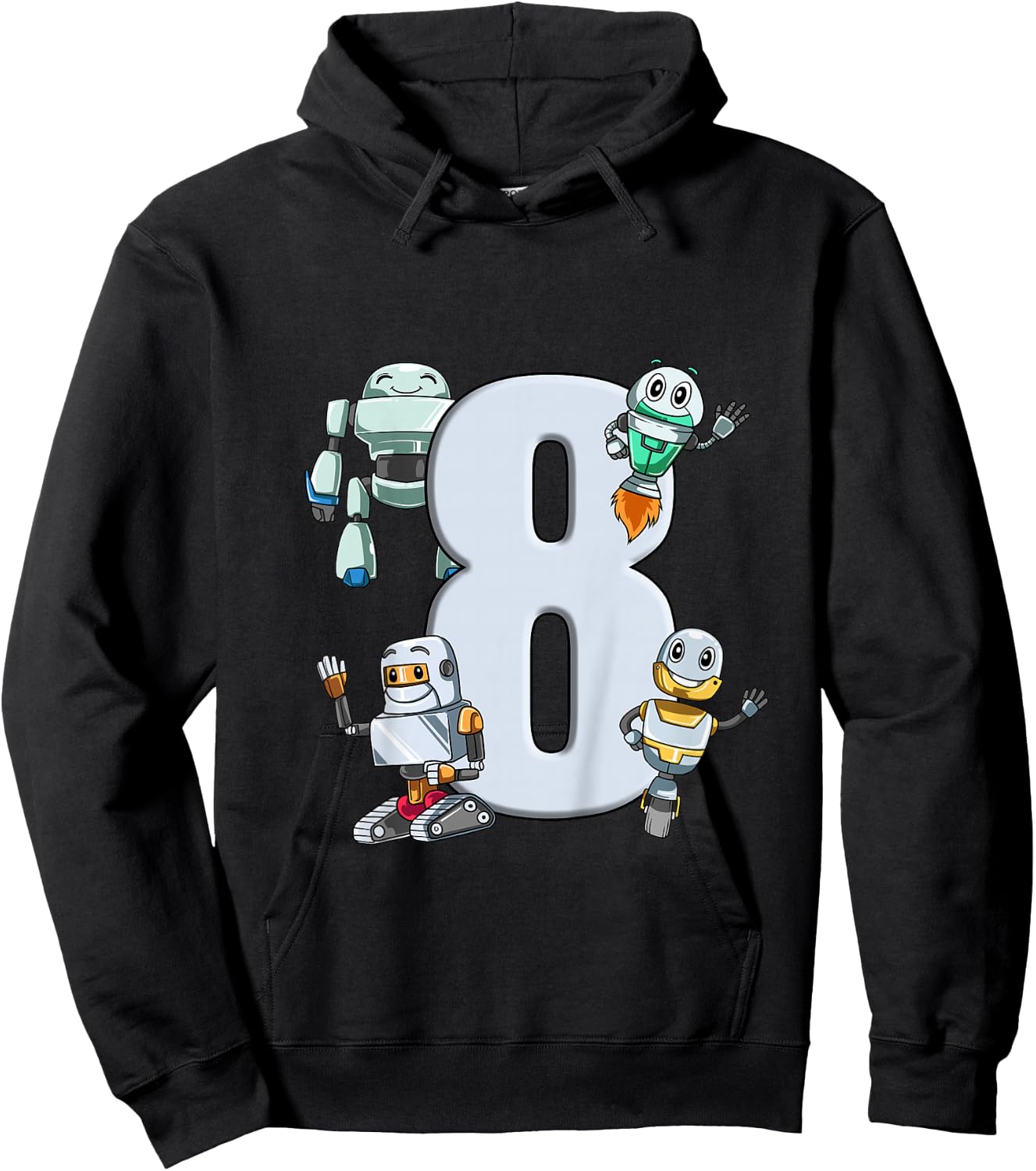 Robots 8th Birthday - Kids Robotic Science Gift Hoodie - Hoodie | Black