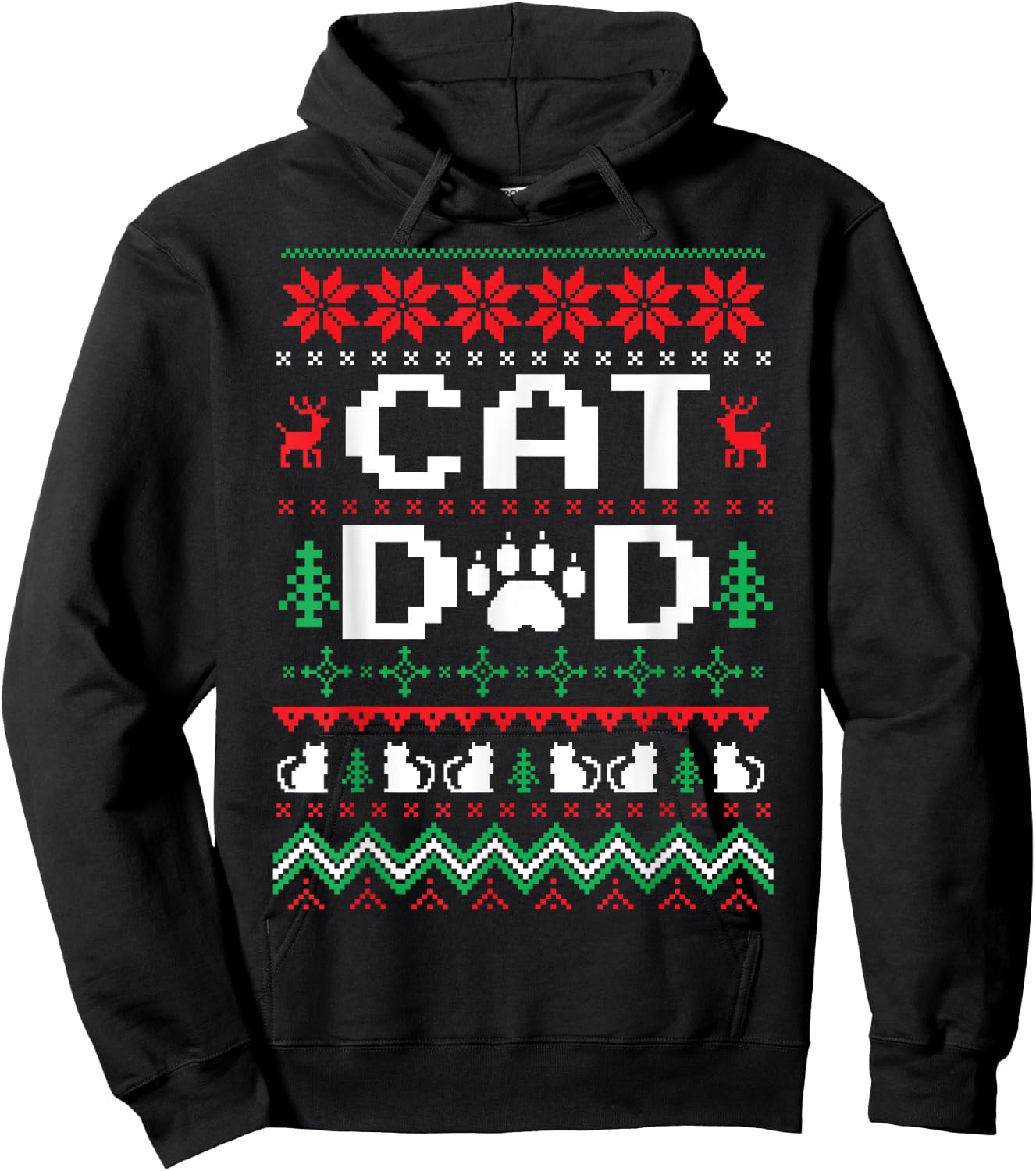 Funny Christmas Cat Dad Shirt Cats Kitten Men Women Kids Hoodie - Hoodie | Black