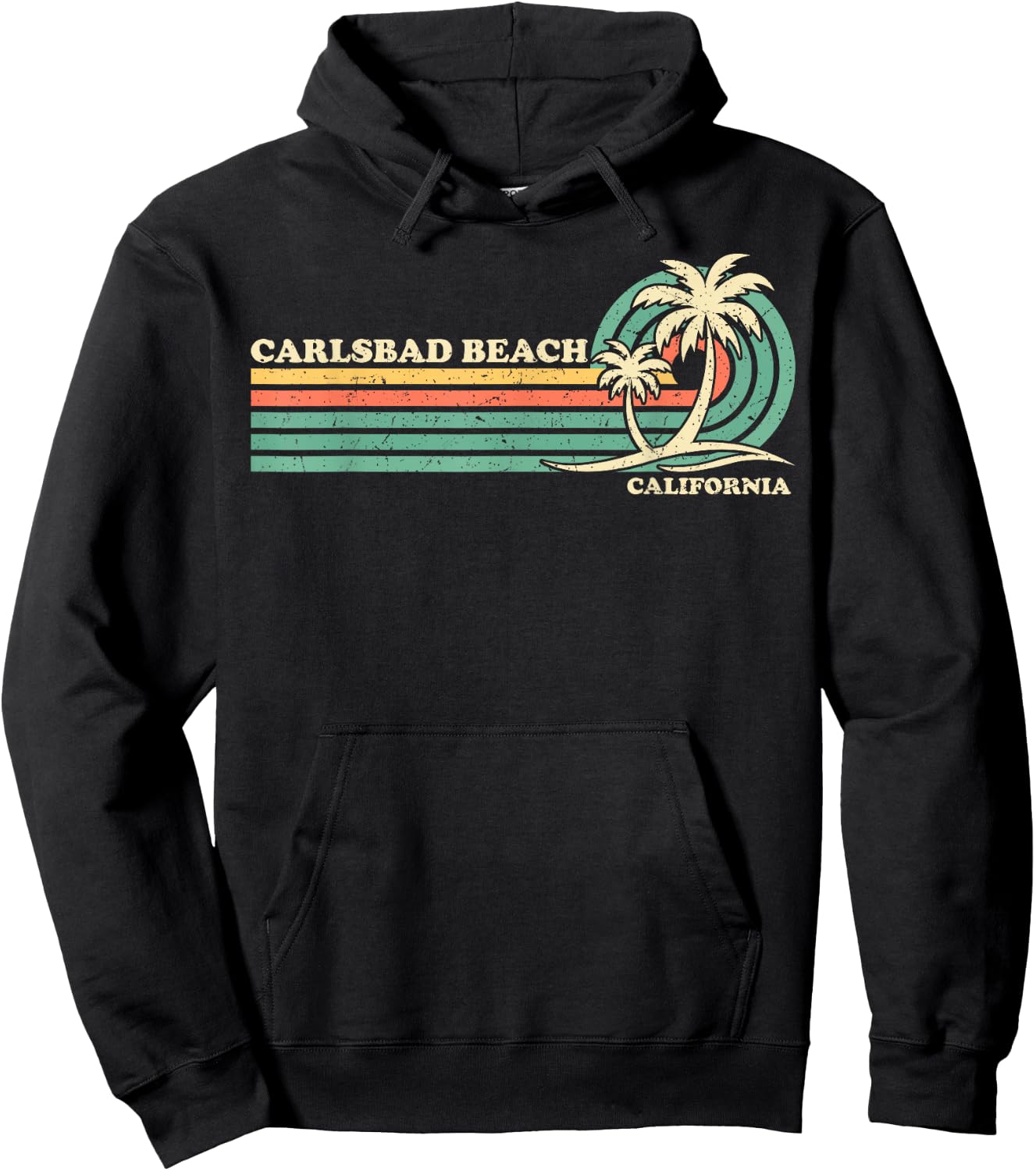 Vintage Retro Summer Vacation California Carlsbad Beach Hoodie - Hoodie | Black