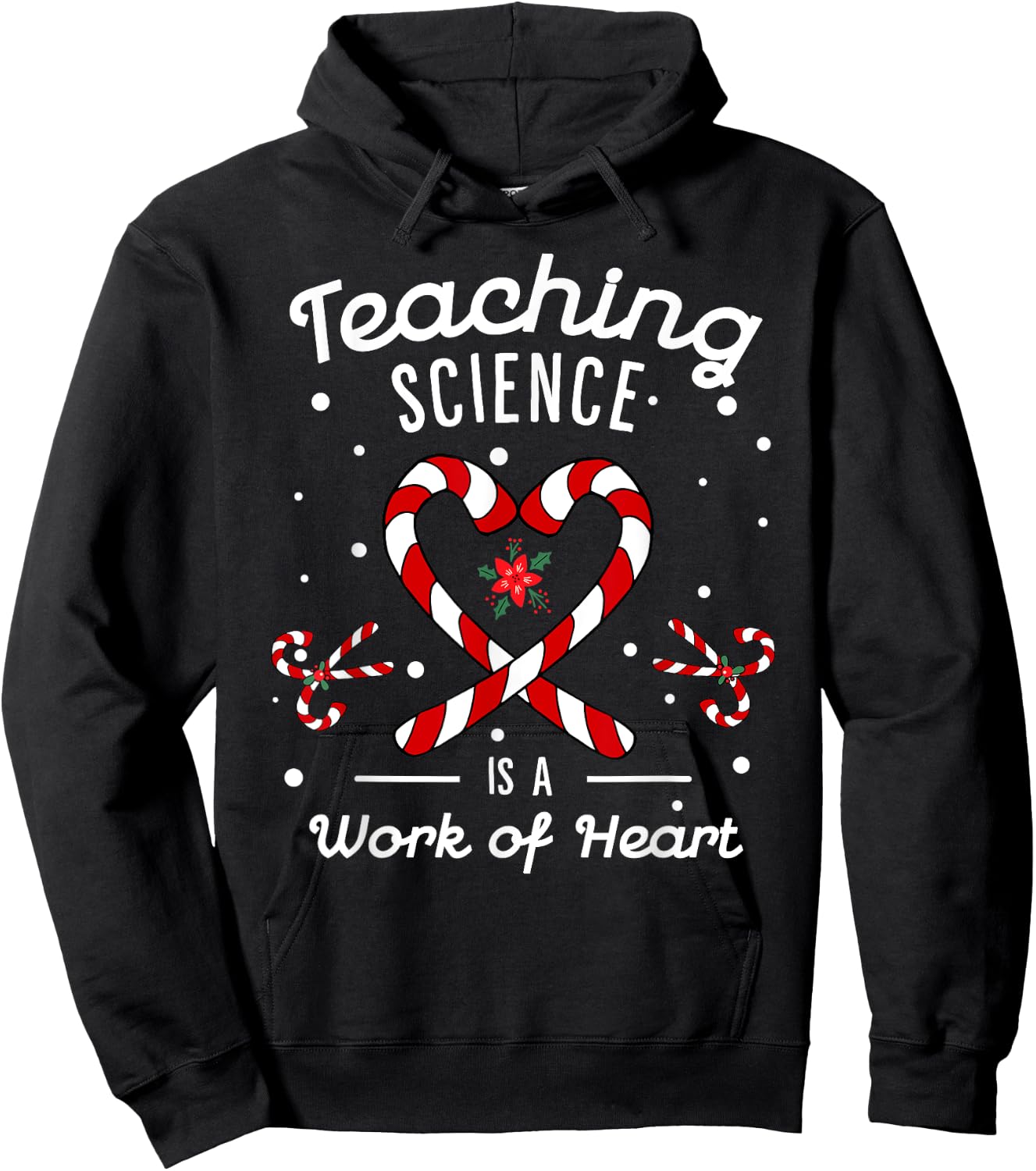 Teaching Science Is a Work of Heart Christmas Candy Cane Hoodie - Hoodie | Black