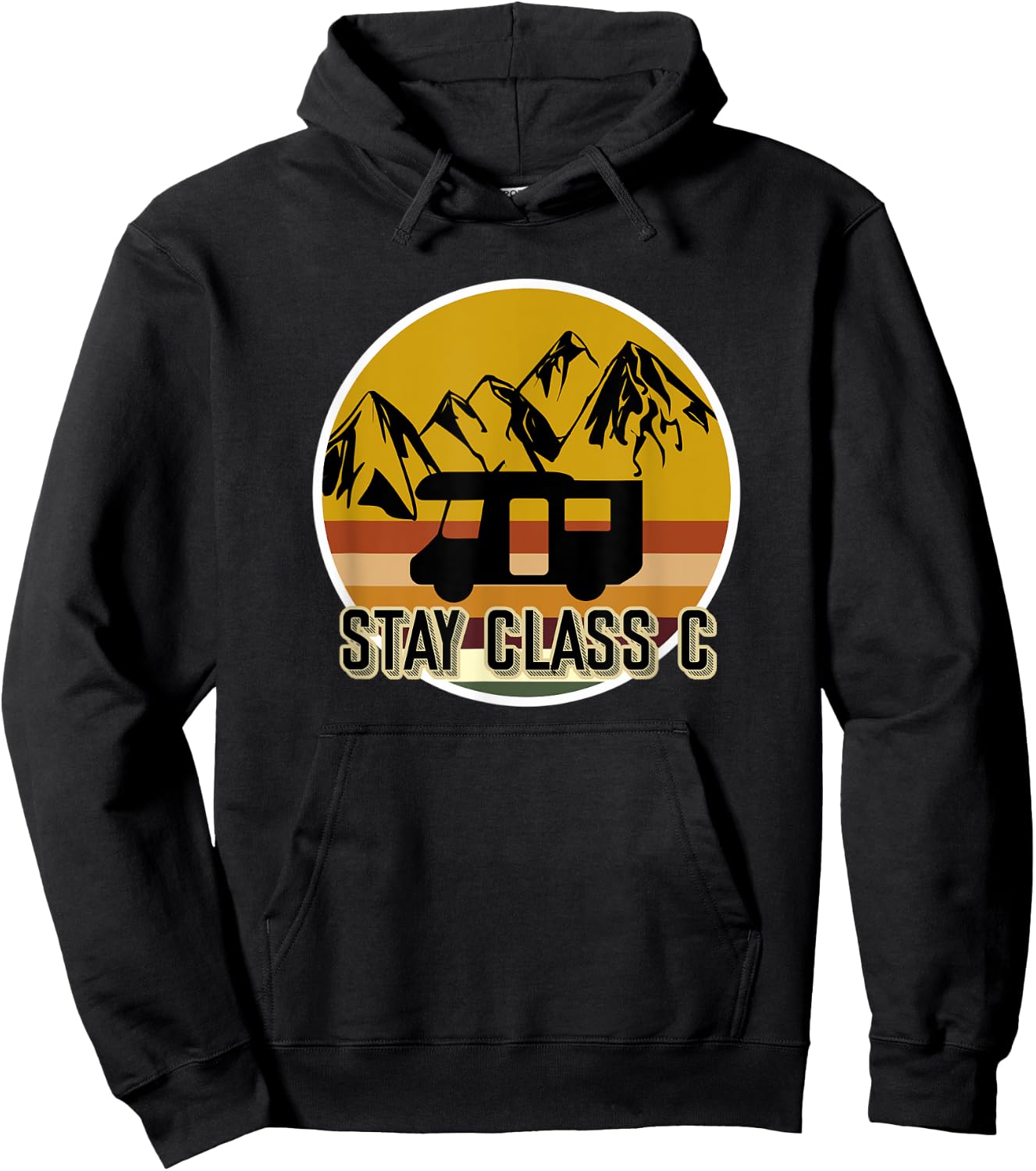 Retro Stay Class C RV Camping Funny Hoodie - Hoodie | Black