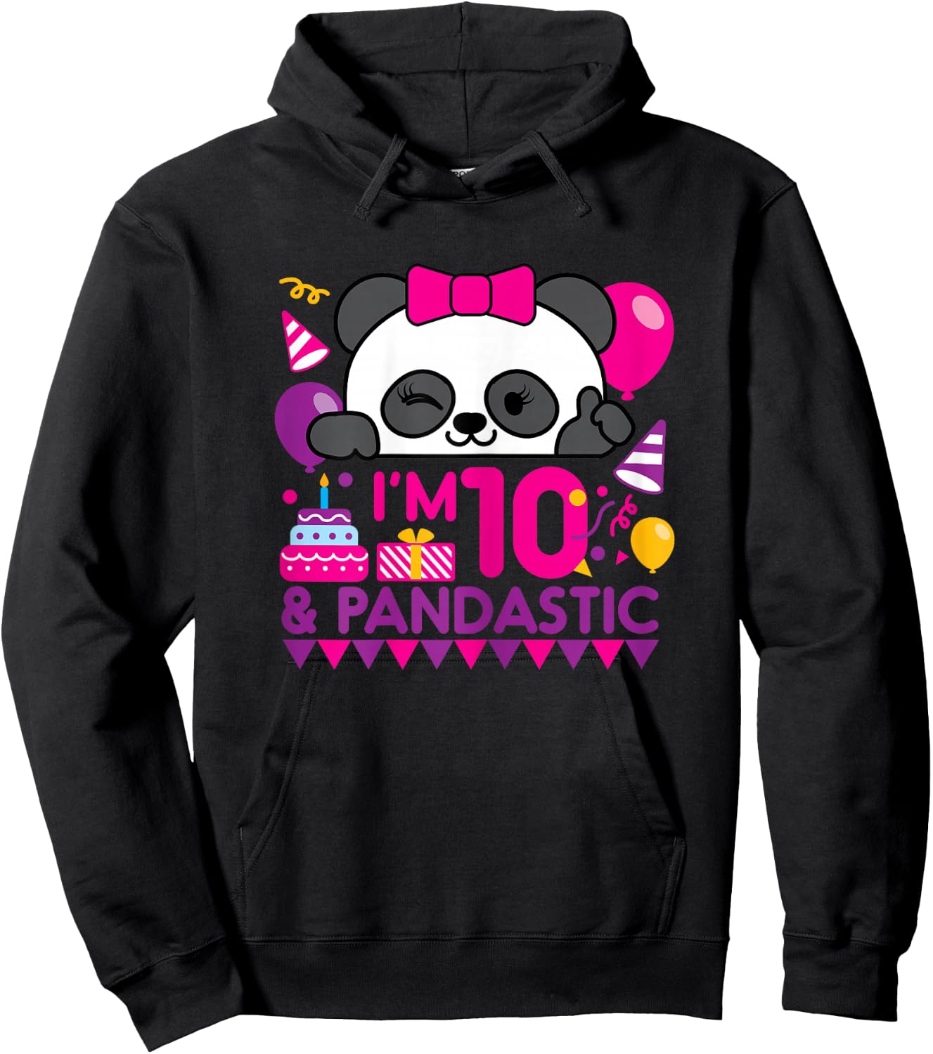 Panda 10 Year Old Children's Birthday Party Hoodie - Hoodie | Black