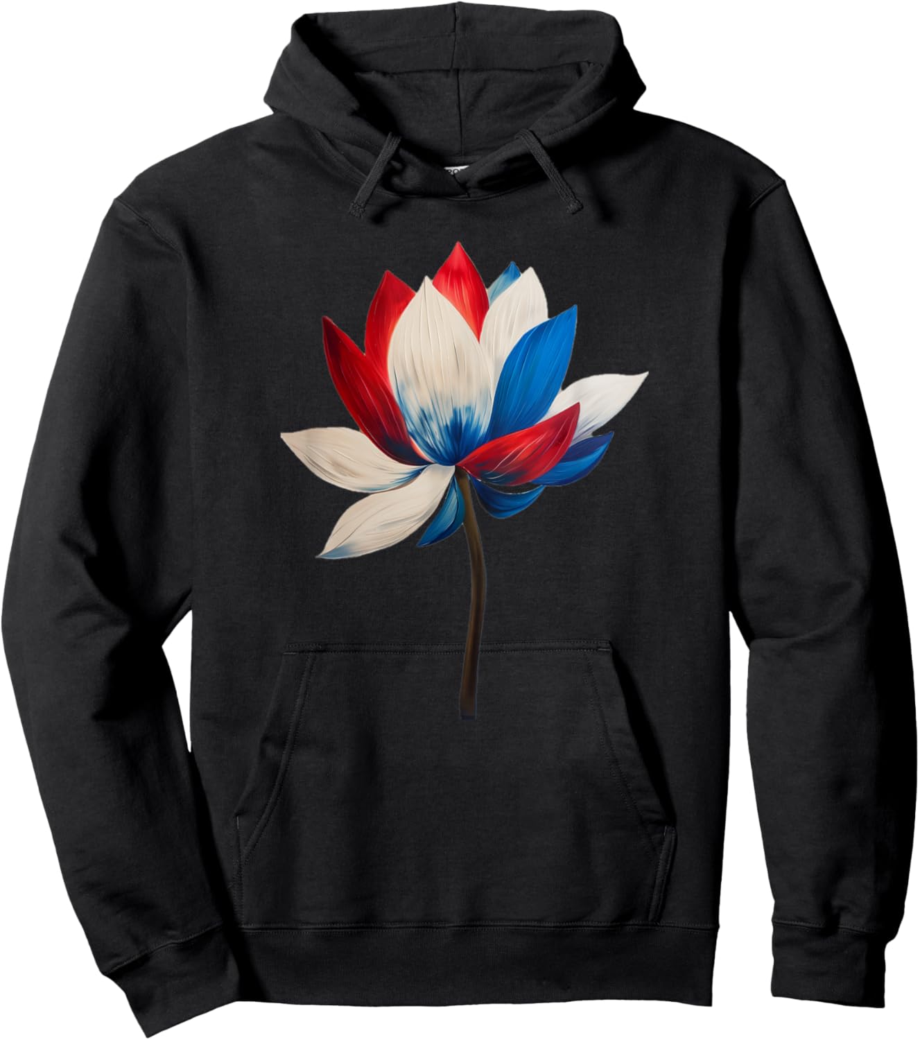 Red White Blue Lotus Symbol I'm With Her Kamala Watercolor Hoodie - Hoodie | Black