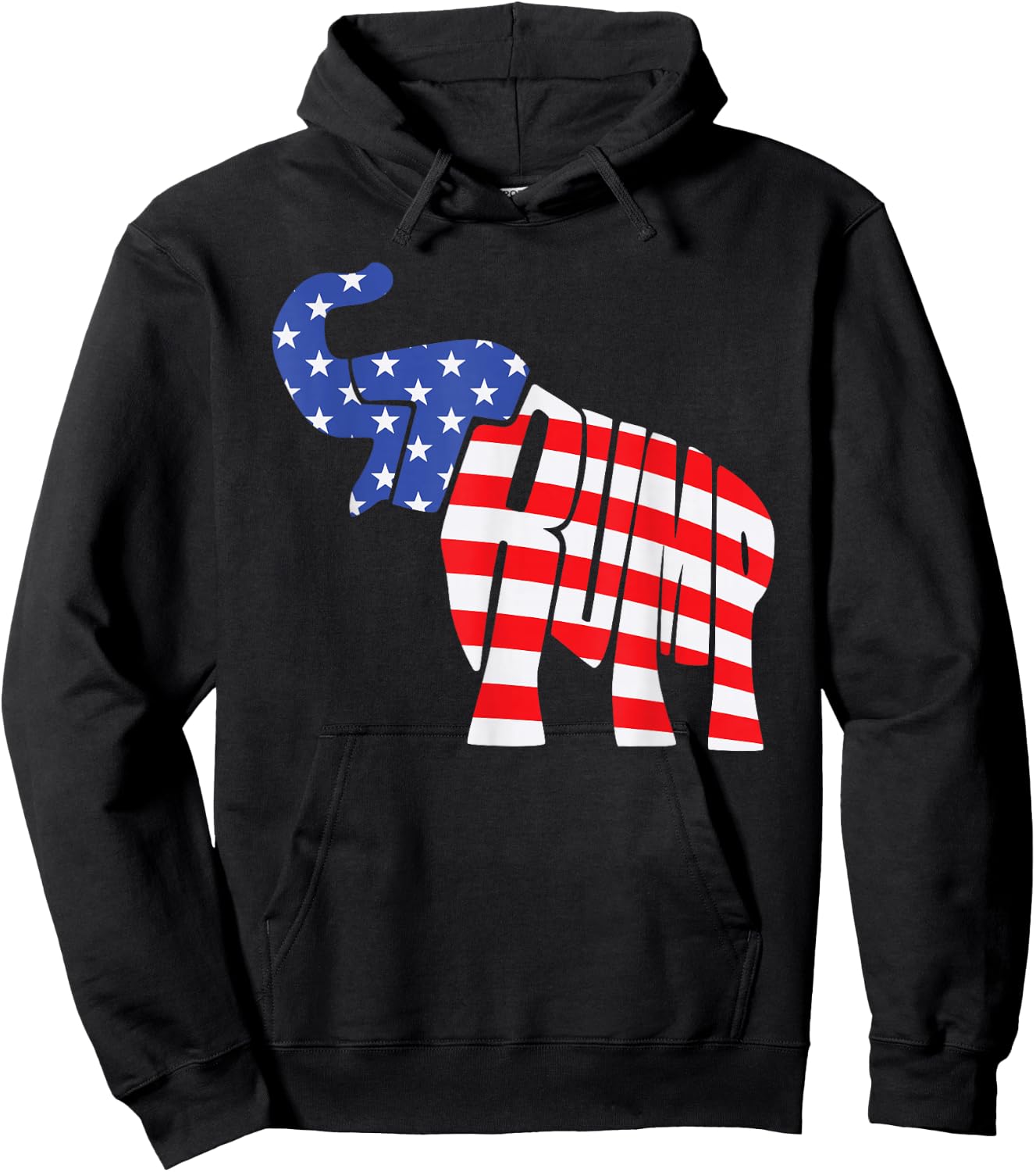 Cute Trump Gift | Proud American Flag Elephant Women Hoodie - Hoodie | Black