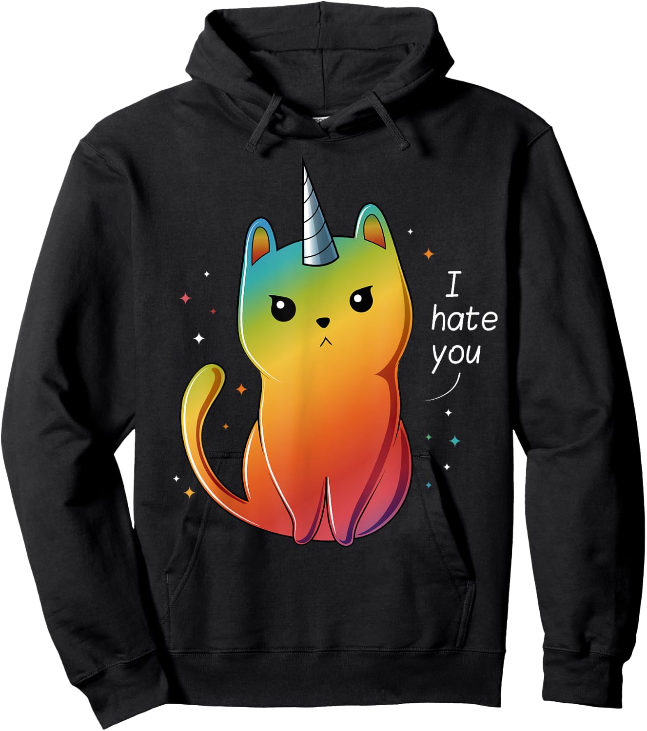Cat Unicorn I Hate You Hoodie - Hoodie | Black