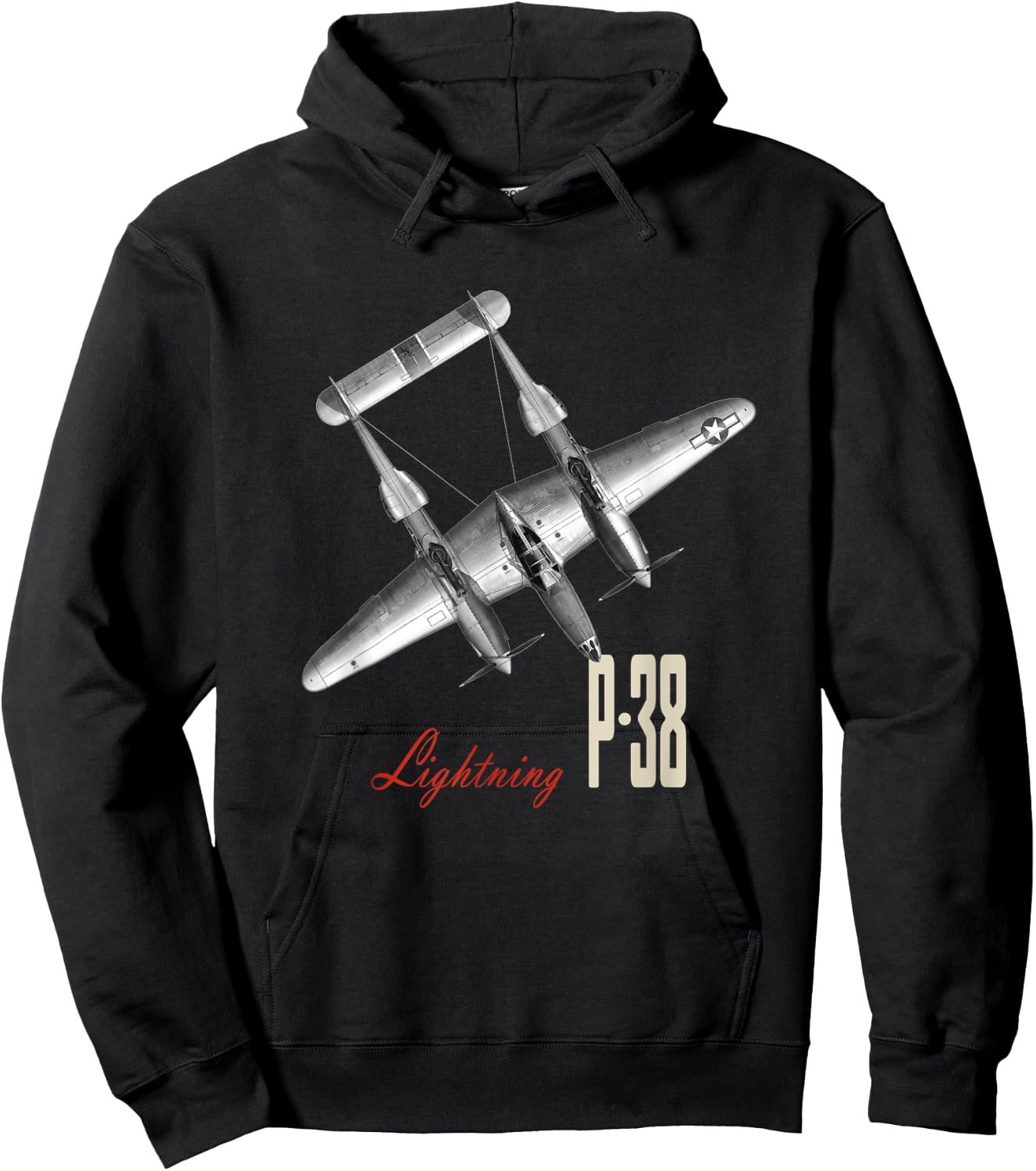 P-38 Lightning WW2 Fighter Plane Hoodie - Hoodie | Black