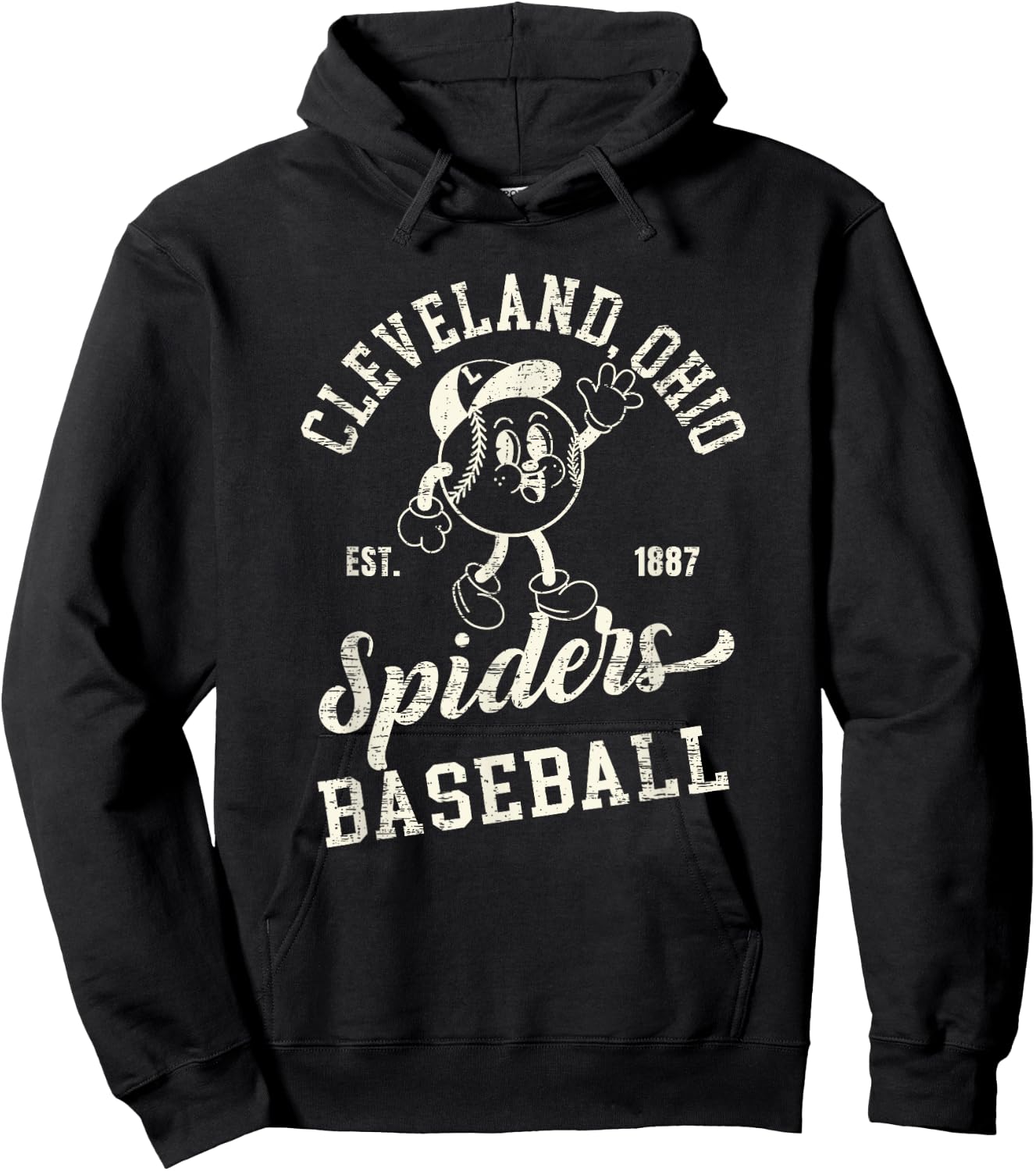 Vintage Cleveland Ohio Spiders Baseball Hoodie - Hoodie | Black