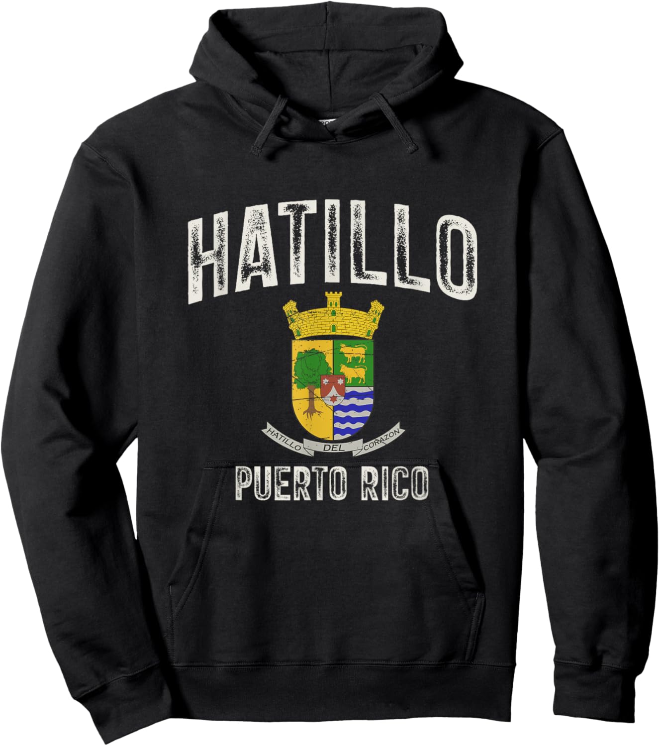 Hatillo City in Puerto Rico, Hatillo Armorial Hoodie - Hoodie | Black