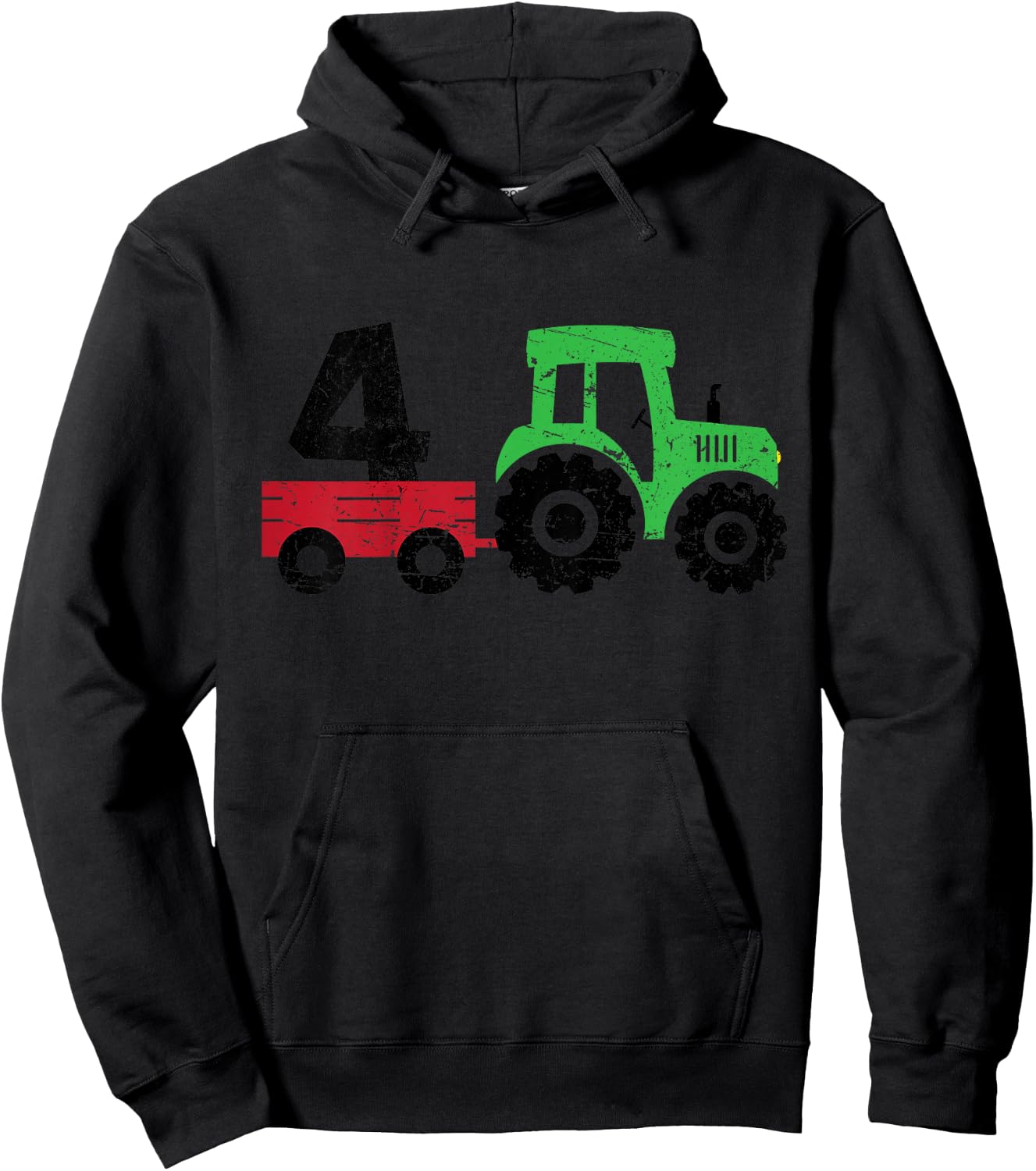 Tractors 4 Years Old 4th Birthday Boy Farm Boy Tractor Hoodie - Hoodie | Black