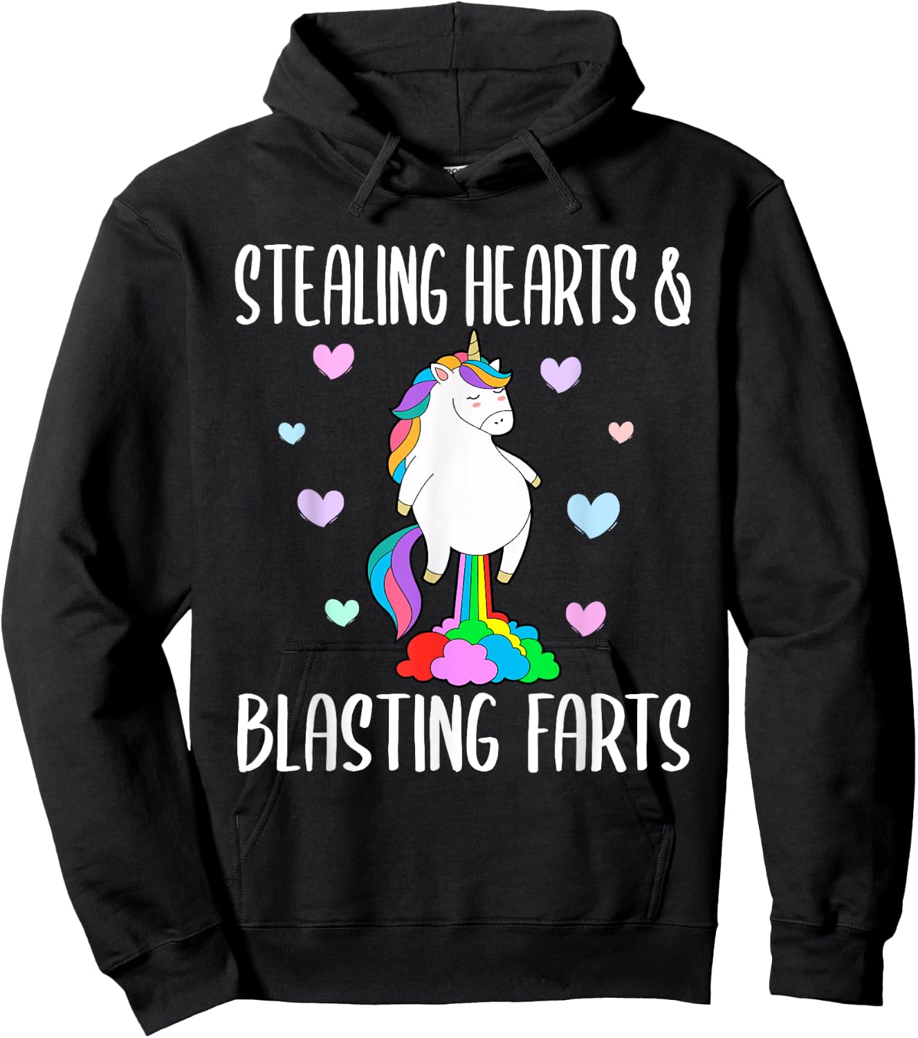 Stealing Hearts And Blasting Farts Funny unicorn Hoodie - Hoodie | Black