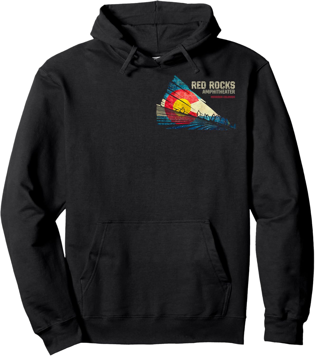 Red Rocks Amphitheater - Colorado C - State Flag Hoodie - Hoodie | Black