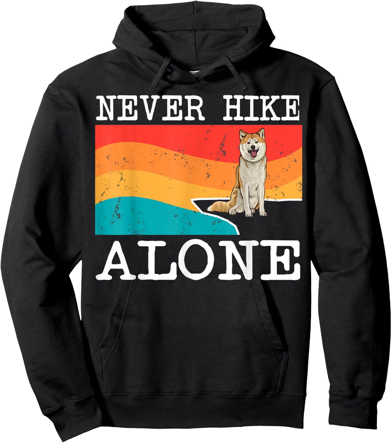 Never Hike Alone Akita Graphic Hiking Hoodie - Hoodie | Black