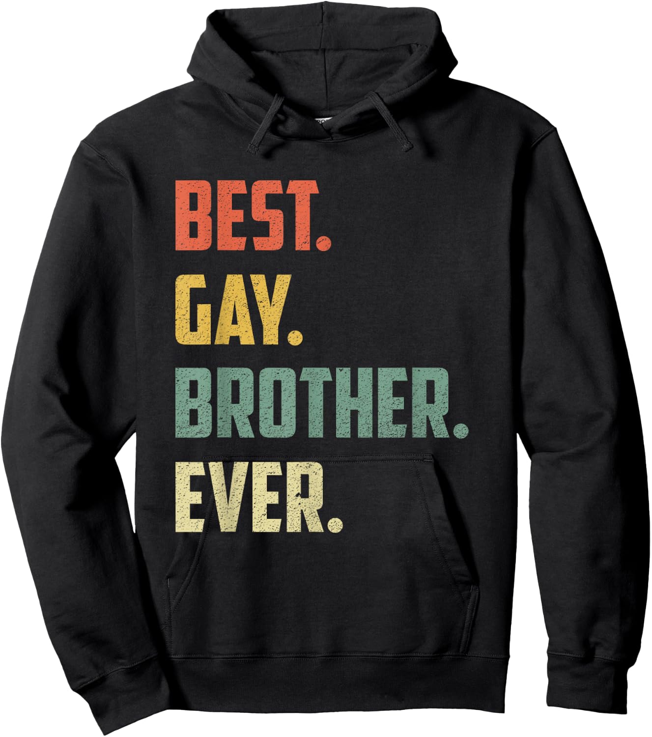 Retro Best Gay Brother Ever Shirt Cool Gay Gift Hoodie - Hoodie | Black