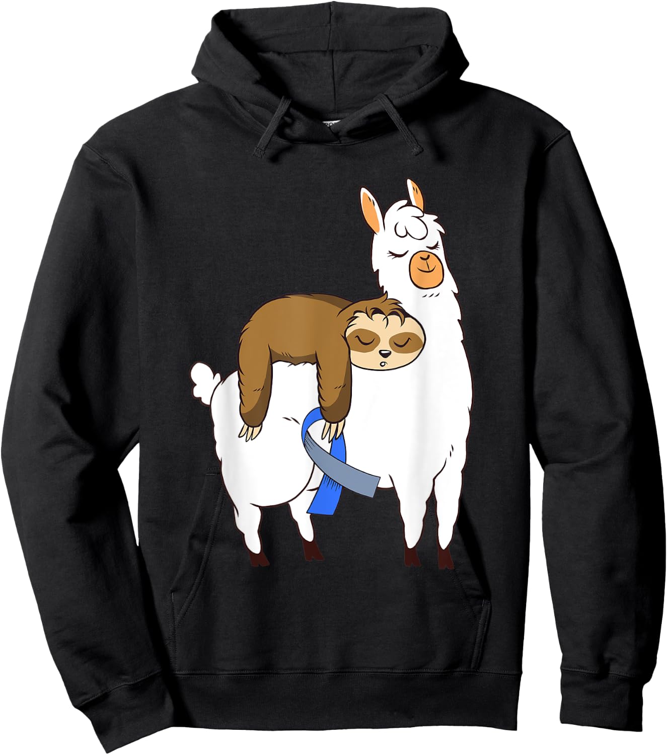 Cute Sloth Llama Type 1 T1D Diabetes Awareness Funny Gift Hoodie - Hoodie | Black