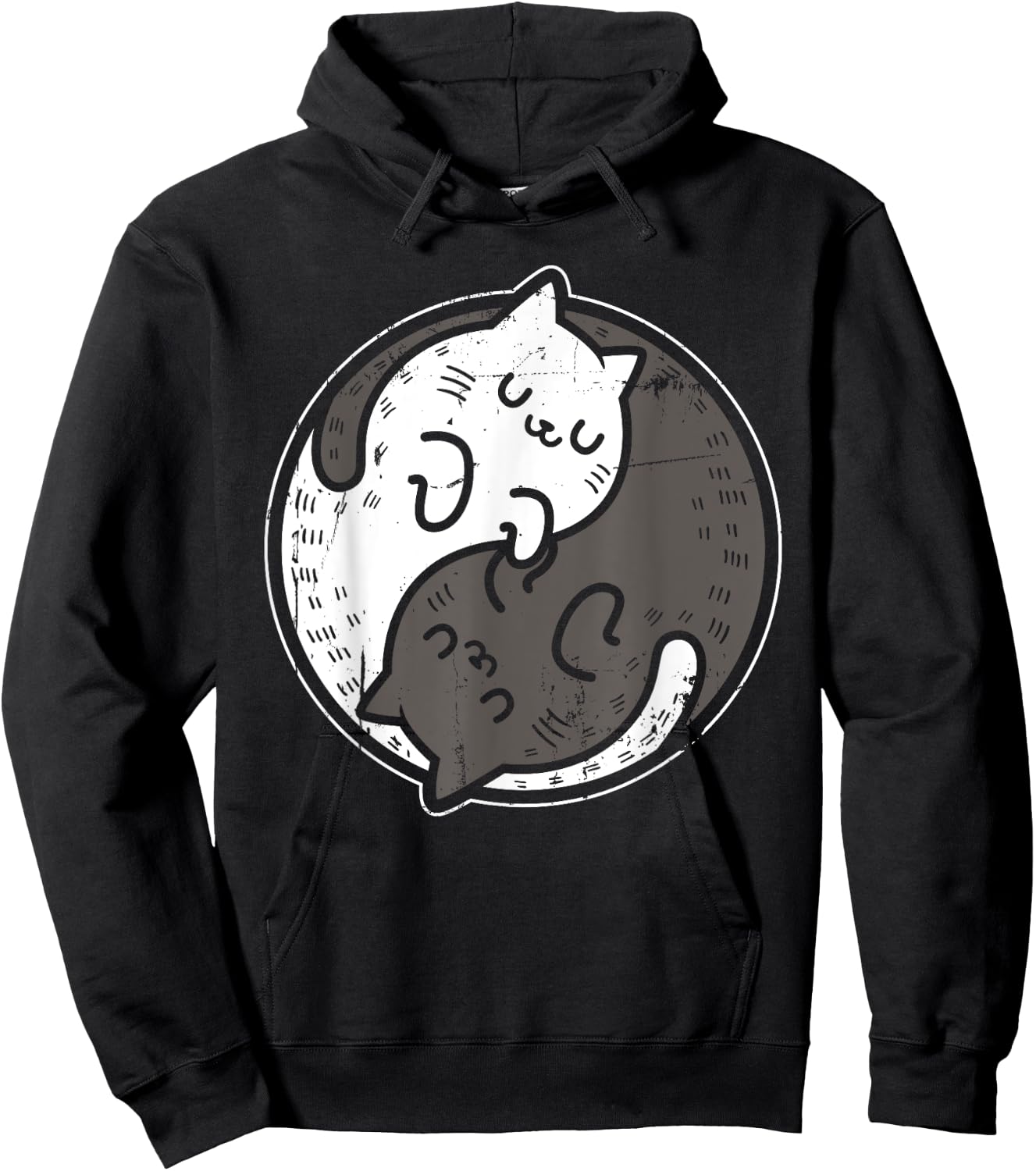 Yoga Cat Yin Yang Position Yoga Workout Gift Women Hoodie - Hoodie | Black