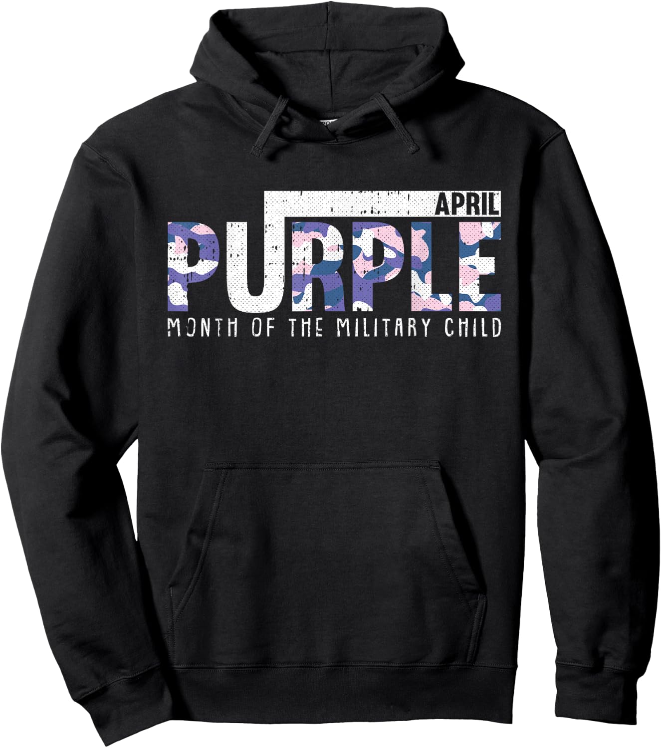 Purple Camo Month Of The Military Child Army Soldier Kids Hoodie - Hoodie | Black