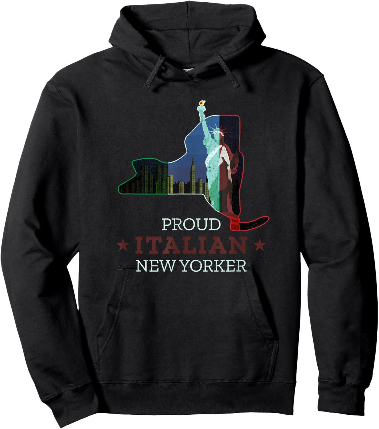 Proud Italian New Yorker - New York Map and Italy Flag Hoodie - Hoodie | Black