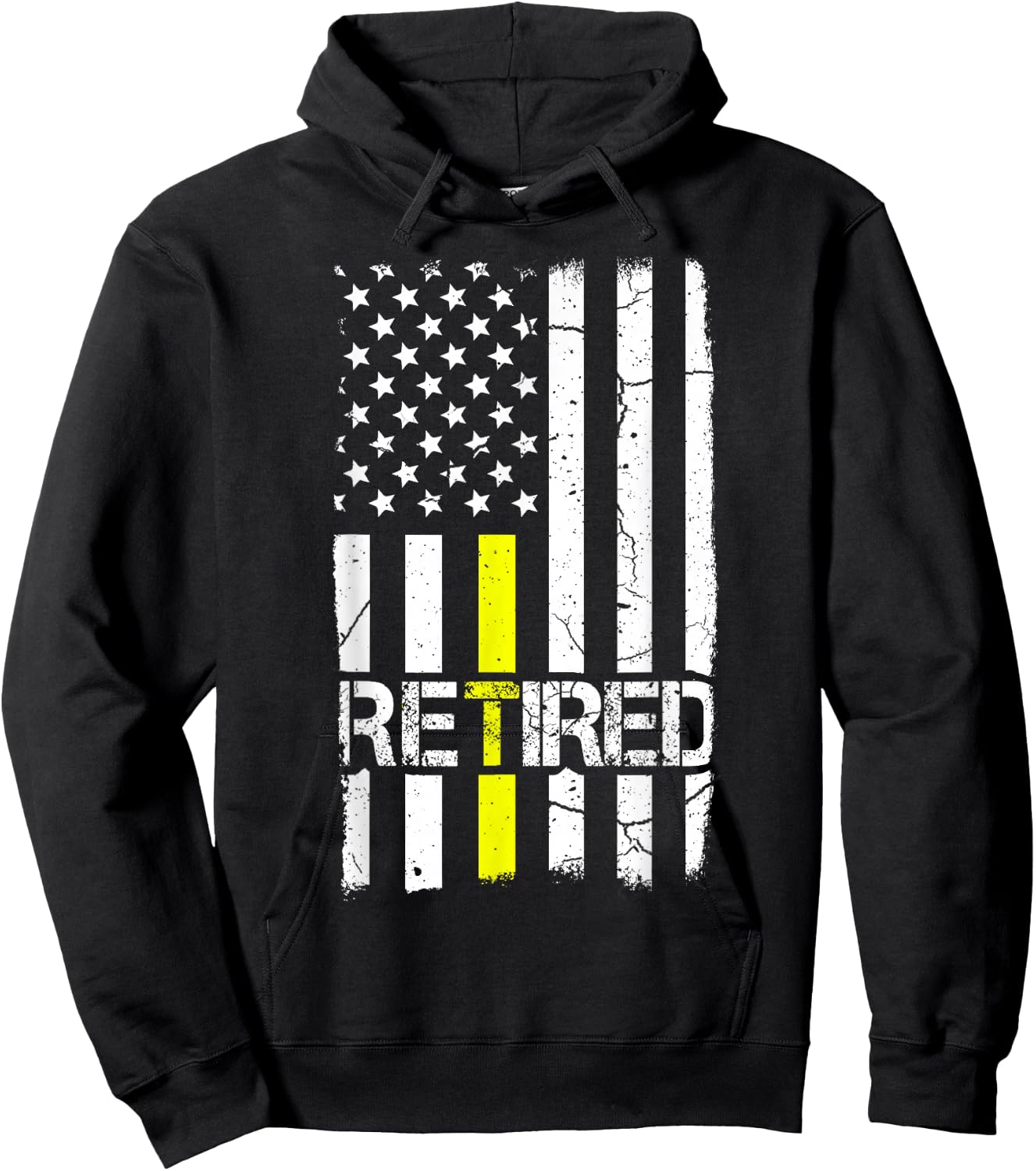 Retired Dispatcher Patriotic Us Flag Thin Line Gold Shirt Hoodie - Hoodie | Black