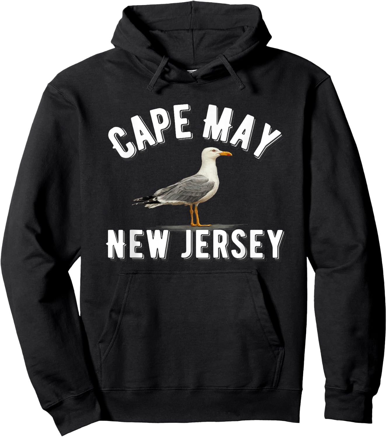Cape May New Jersey Sea Gull Cute Beach Vacation Hoodie - Hoodie | Black