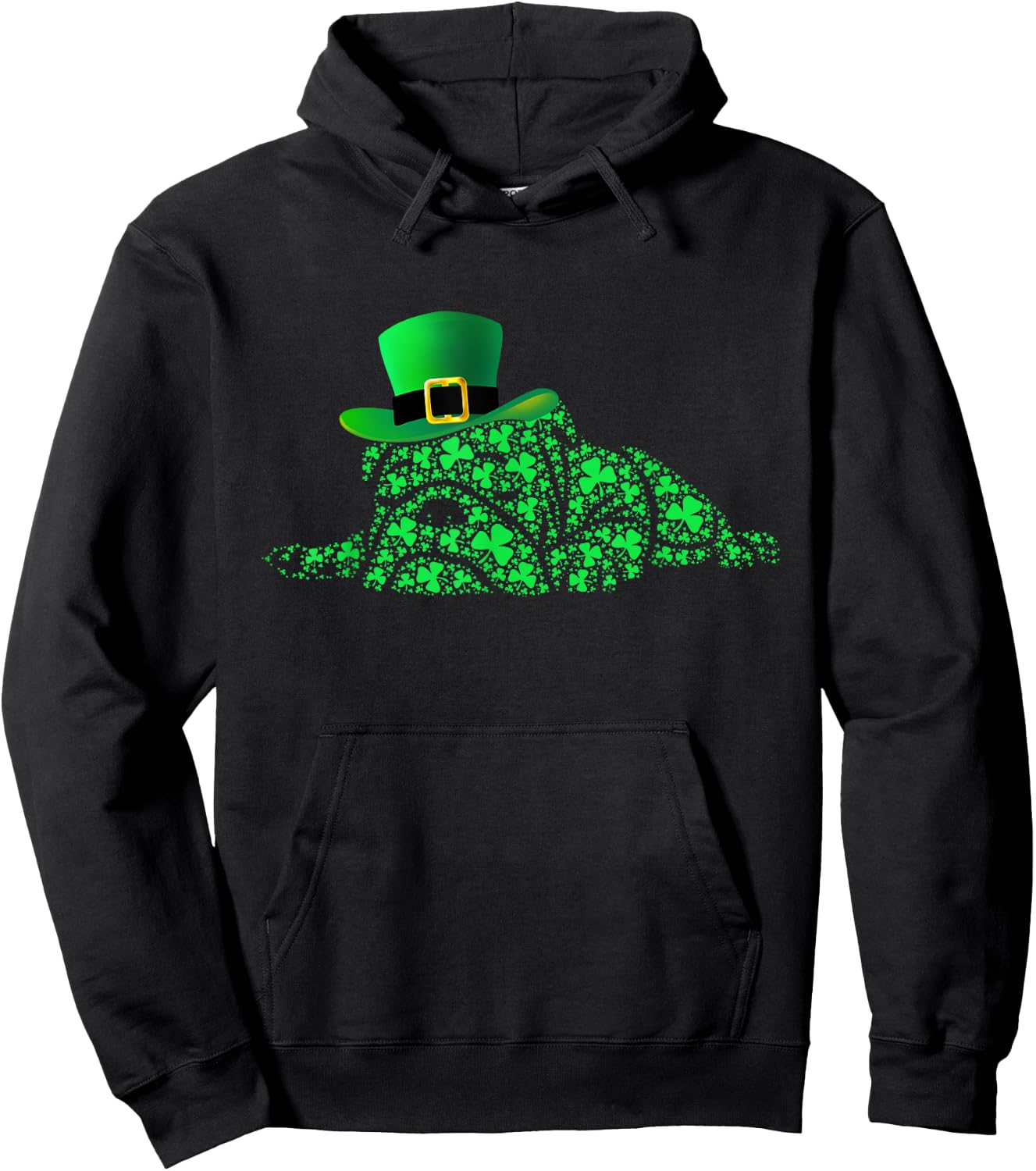 Irish English Bulldog Shamrocks Green Hat St Patricks Day Men Women Kids Hoodie - Hoodie | Black