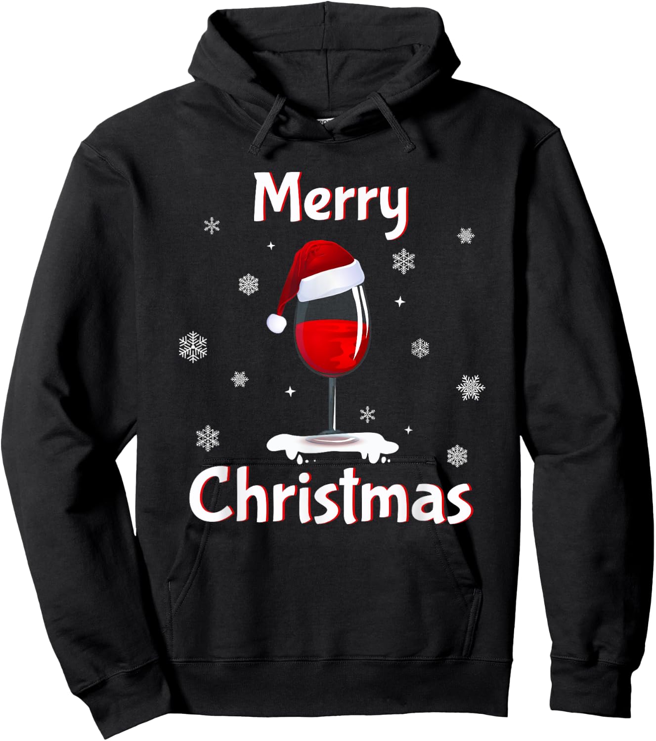 Funny Christmas Pajamas Women Christmas Sweater Wine Glass Hoodie - Hoodie | Black