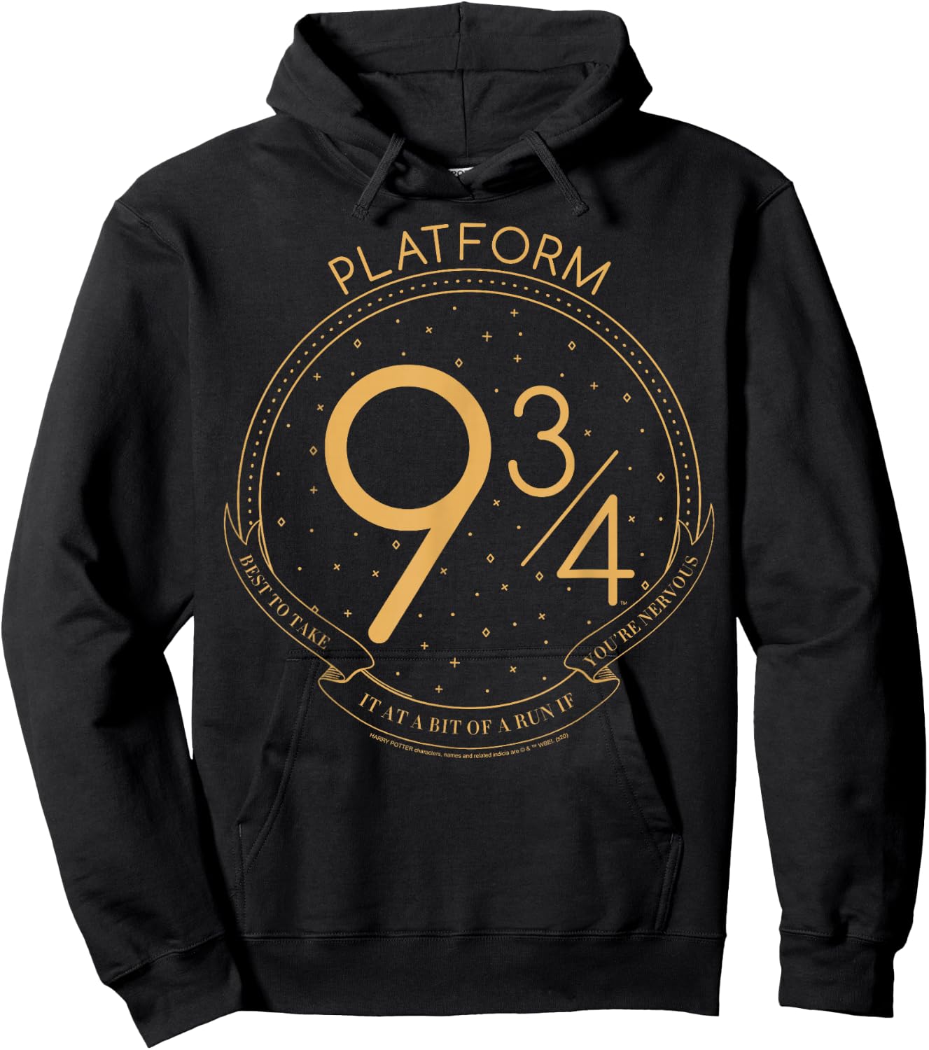 Harry Potter Platform 9 & 3/4 Train Station Line Art Logo Hoodie - Hoodie | Black