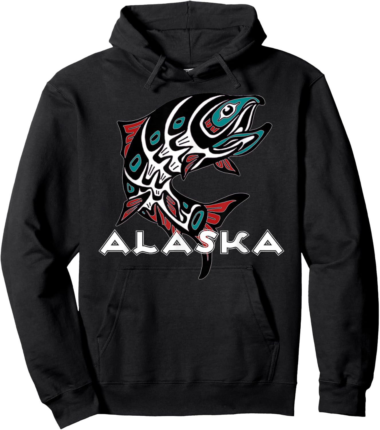 Alaska Salmon Fishing Native American Indigenous Tlingit Art Hoodie - Hoodie | Black