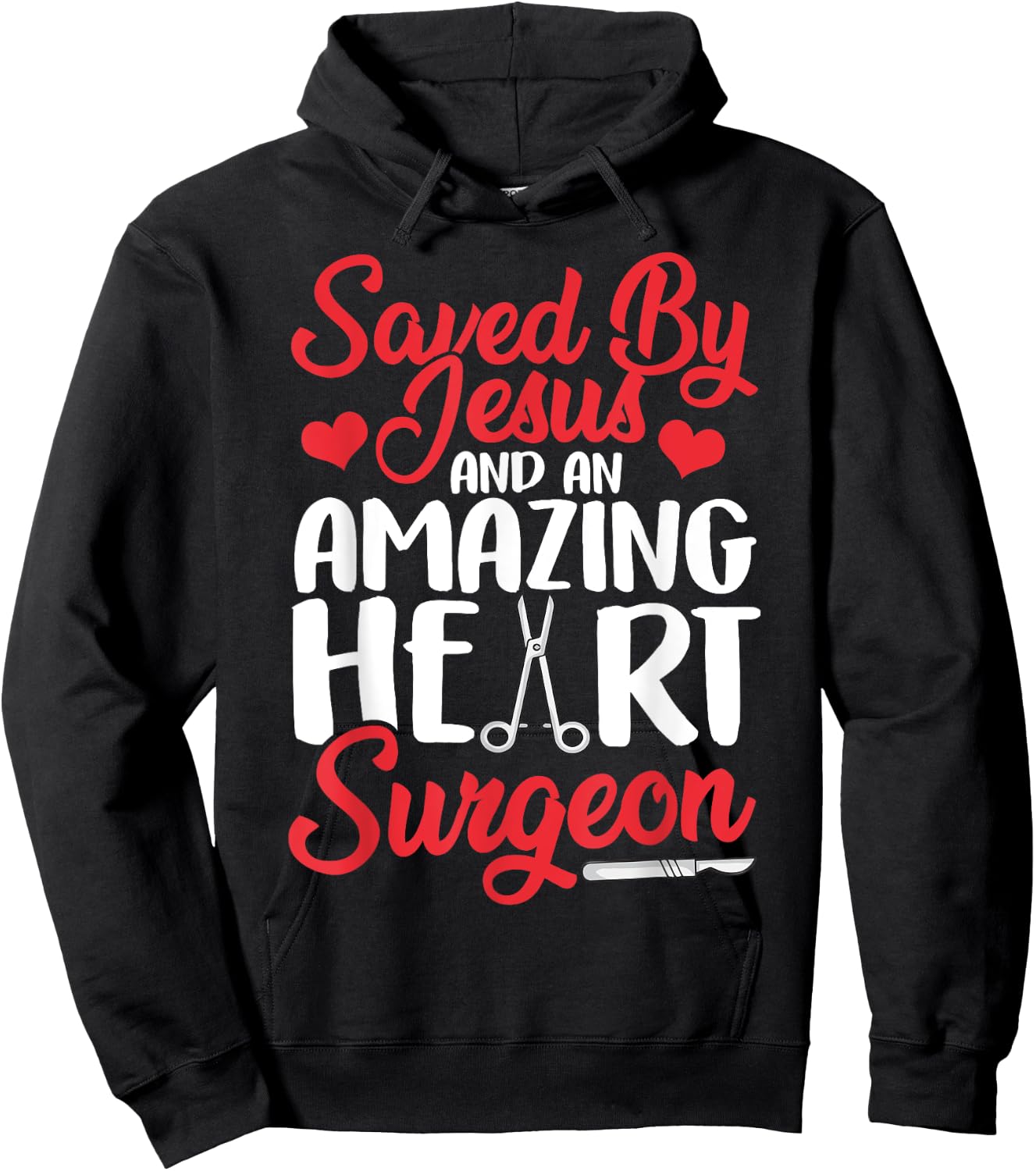 Funny Open Heart Surgery Gift Men Women Cool Jesus Surgeon Hoodie - Hoodie | Black
