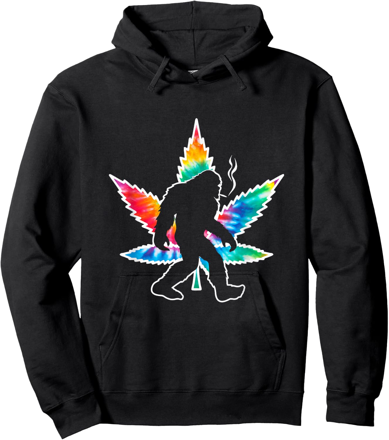 Sasquatch Bigfoot Tie Dye Pot Leaf Hoodie - Hoodie | Black