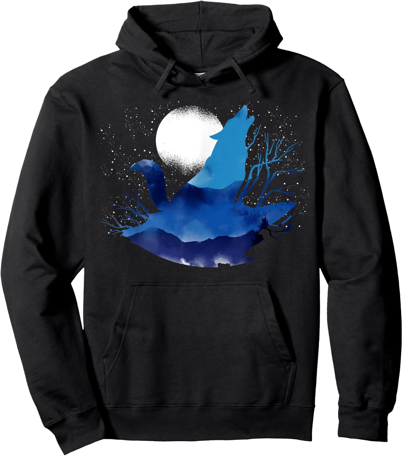Howling Predator Wildlife Animal Full Moon Light Wolf Hoodie - Hoodie | Black