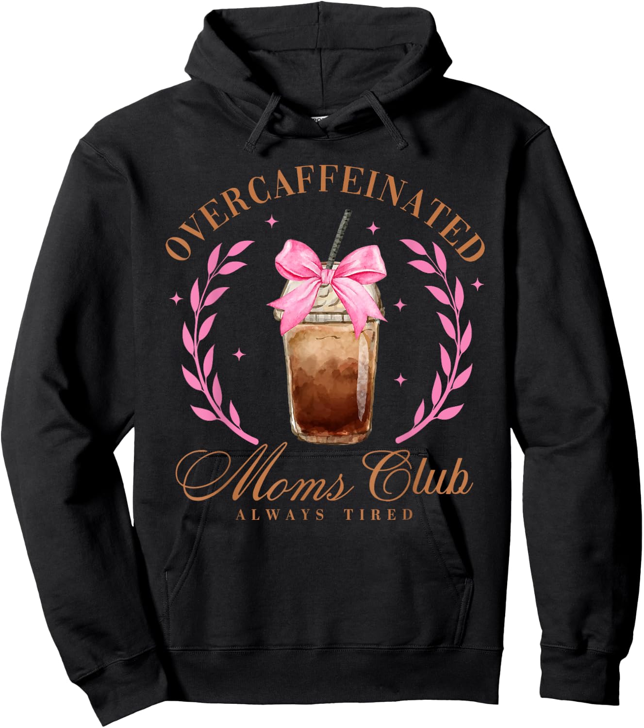 Overcaffeinated Moms Club Always Tired, Social Mom Club Hoodie - Hoodie | Black