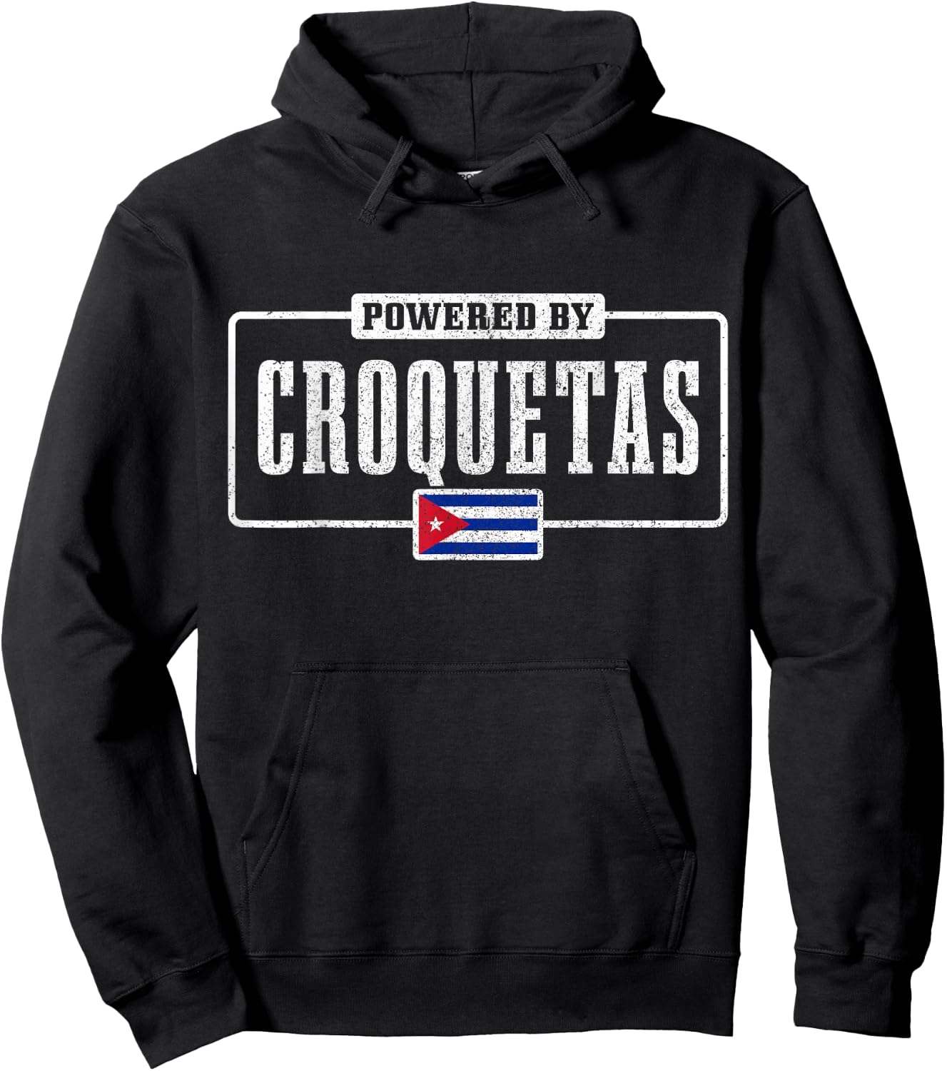 Powered By Croquetas Cuban Flag Pride Funny Cuba Hoodie - Hoodie | Black