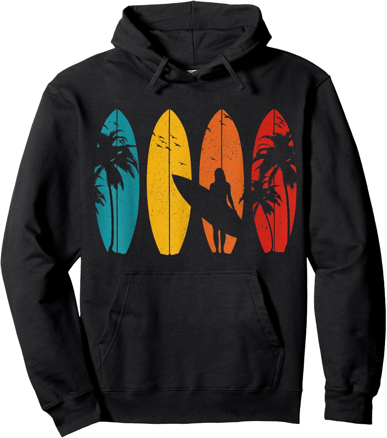 Surfer Vintage Surf Board Surfing Surfing Surfing Gift Women Girls Kids Hoodie - Hoodie | Black