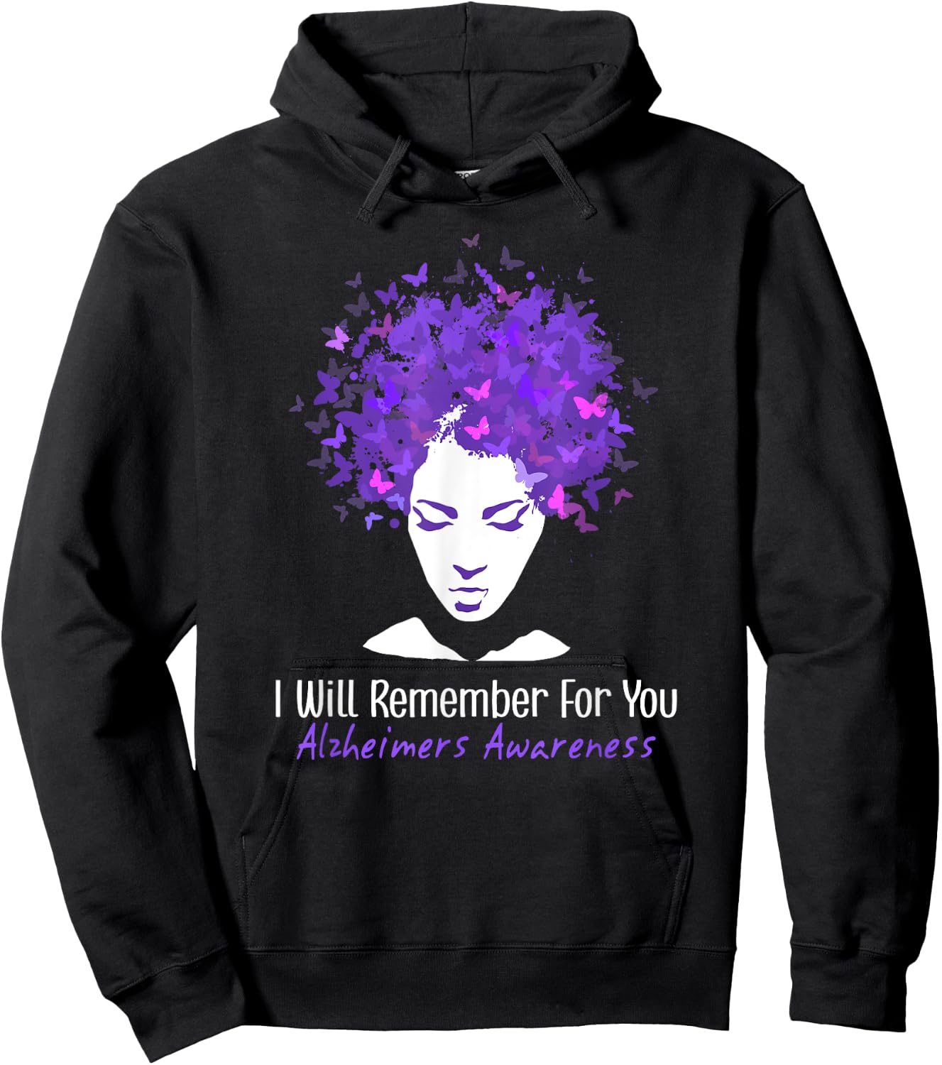 Butterflies I Will Remember Alzheimer's And Brain Awareness Hoodie - Hoodie | Black