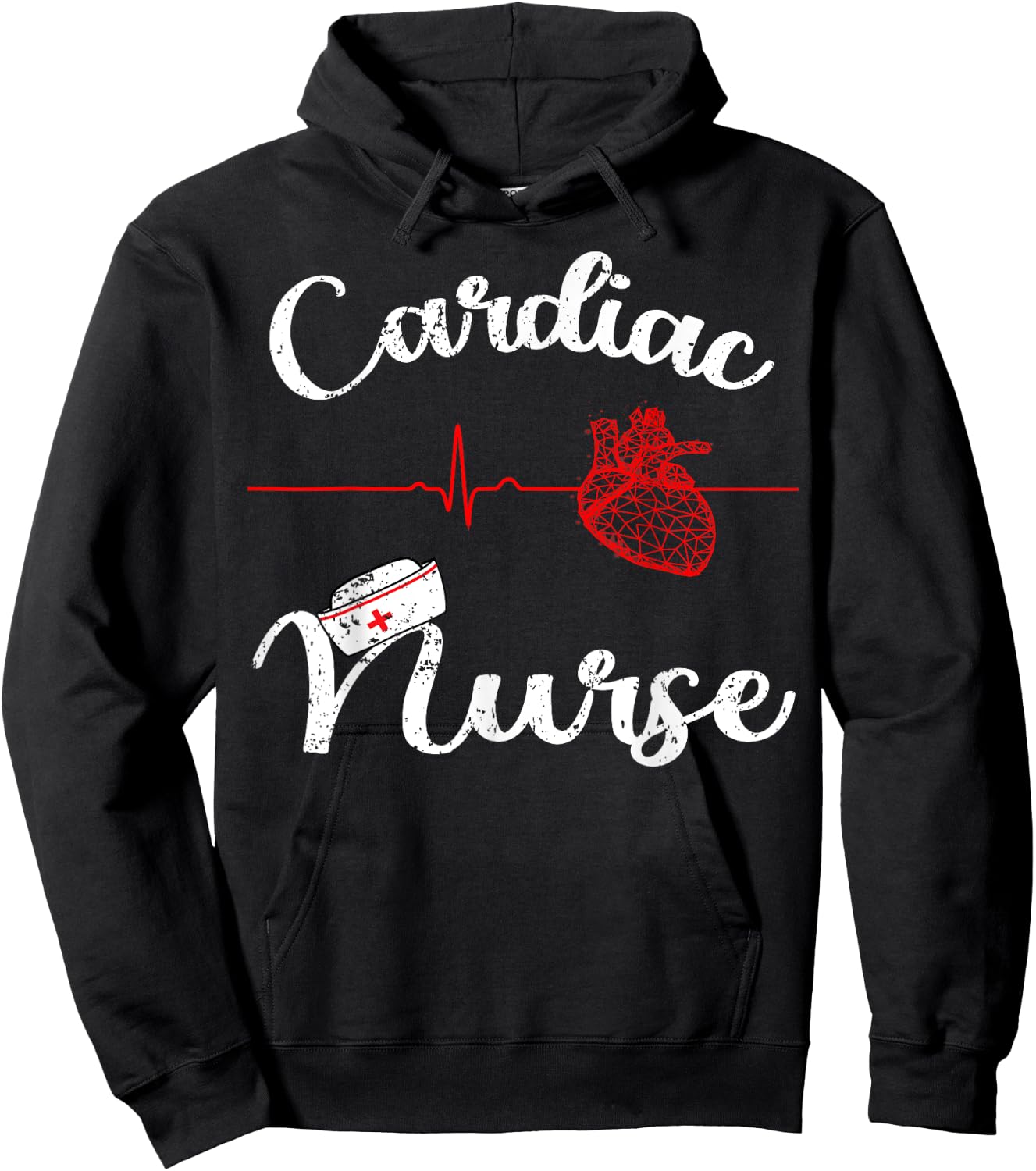 Cardiac Nurse Cardiology Heartbeat EKG Nurse Graduating Gift Hoodie - Hoodie | Black