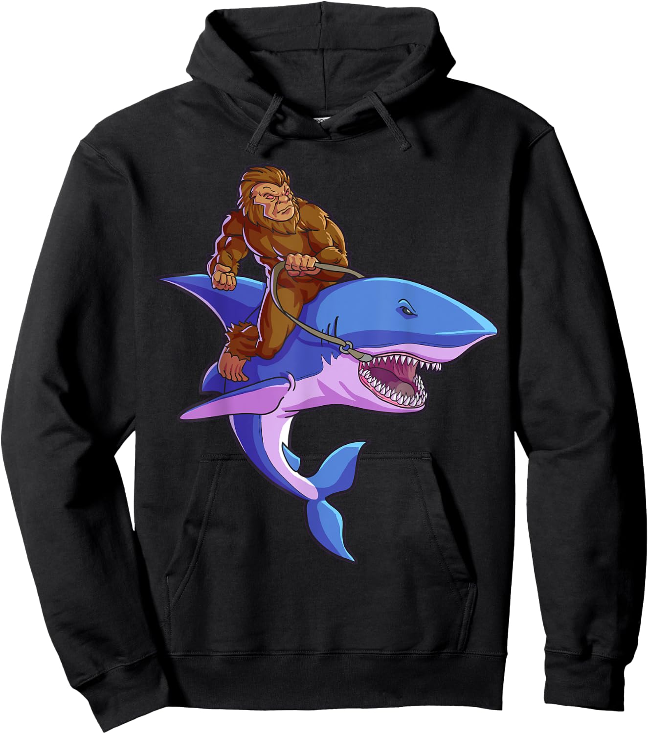 Bigfoot Riding Shark Funny Sasquatch Jawsome Kids Gift Hoodie - Hoodie | Black