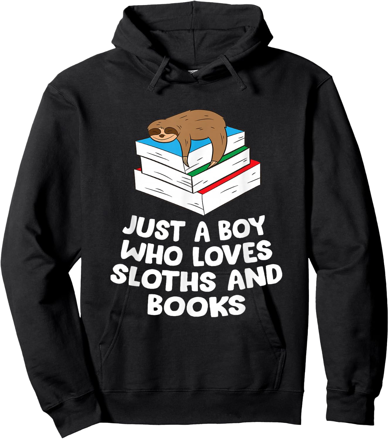 Just a Boy Who Loves Sloths And Books Gift Sloth Lover Hoodie - Hoodie | Black