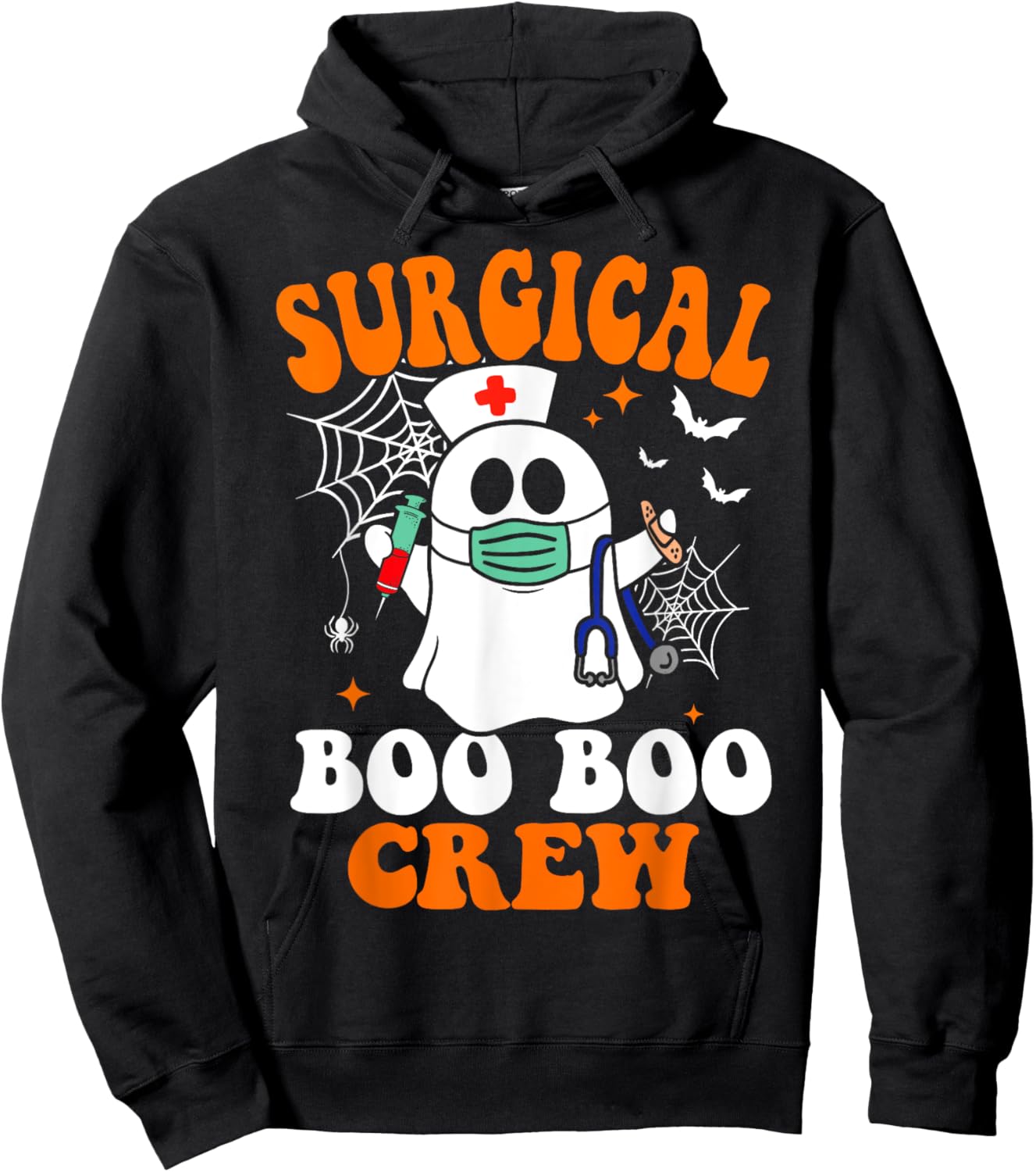 Halloween Surgery Nurse Costume Surgical Boo Crew Nurse Hoodie - Hoodie | Black