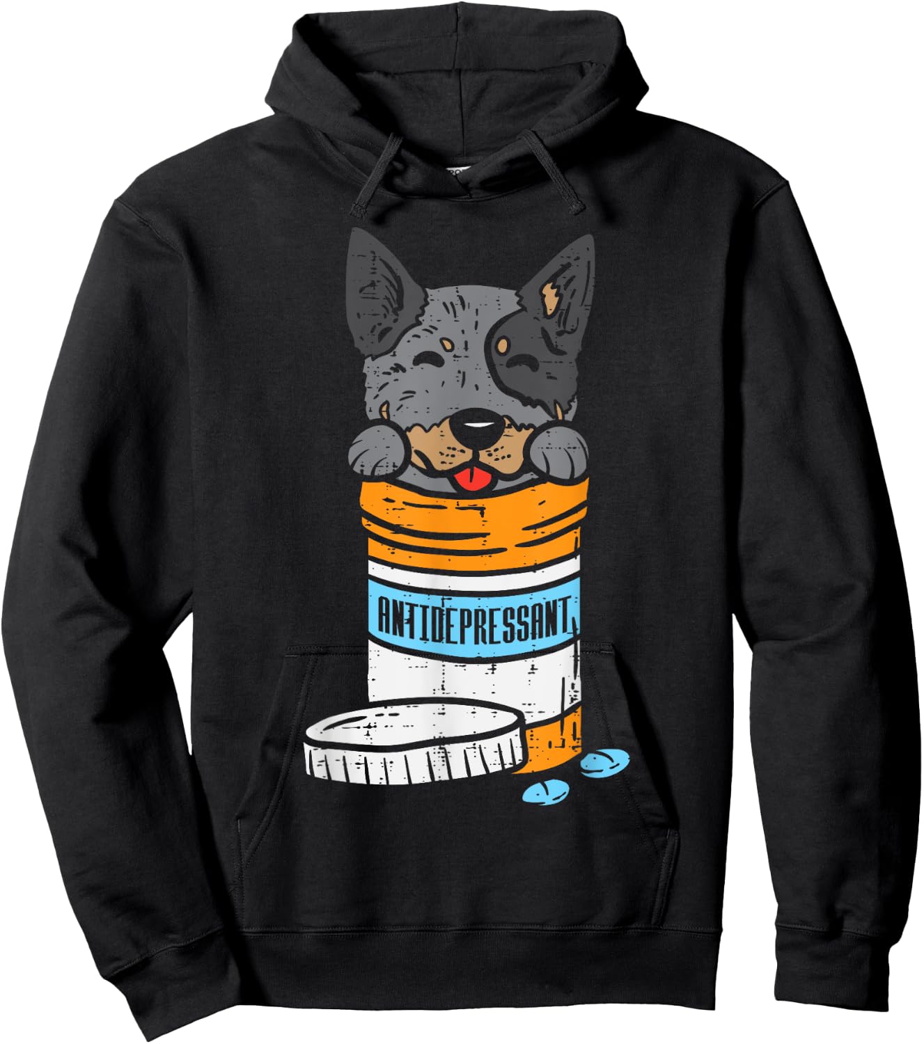 Antidrepressant Heeler Animal Pet Blue Red Cattle Dog Gift Hoodie - Hoodie | Black