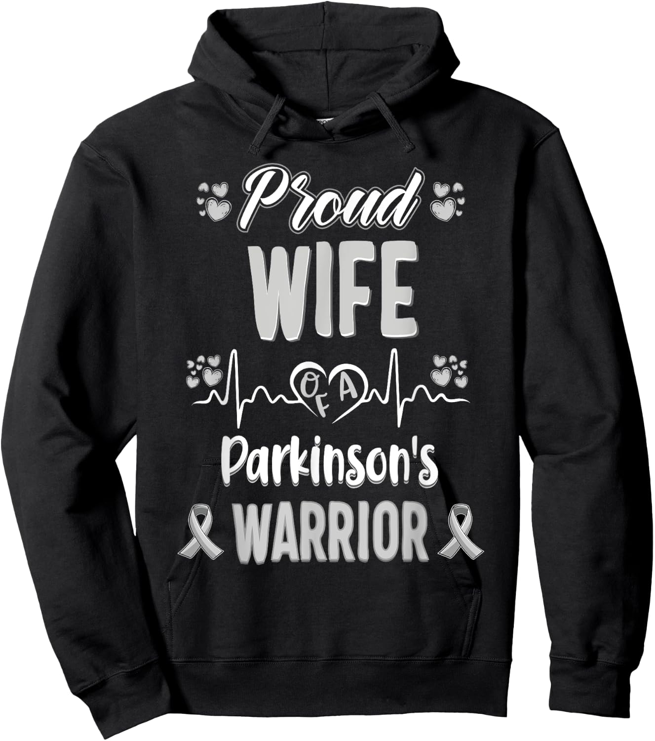 proud Wife Parkinson's disease warrior awareness ribbon Hoodie - Hoodie | Black
