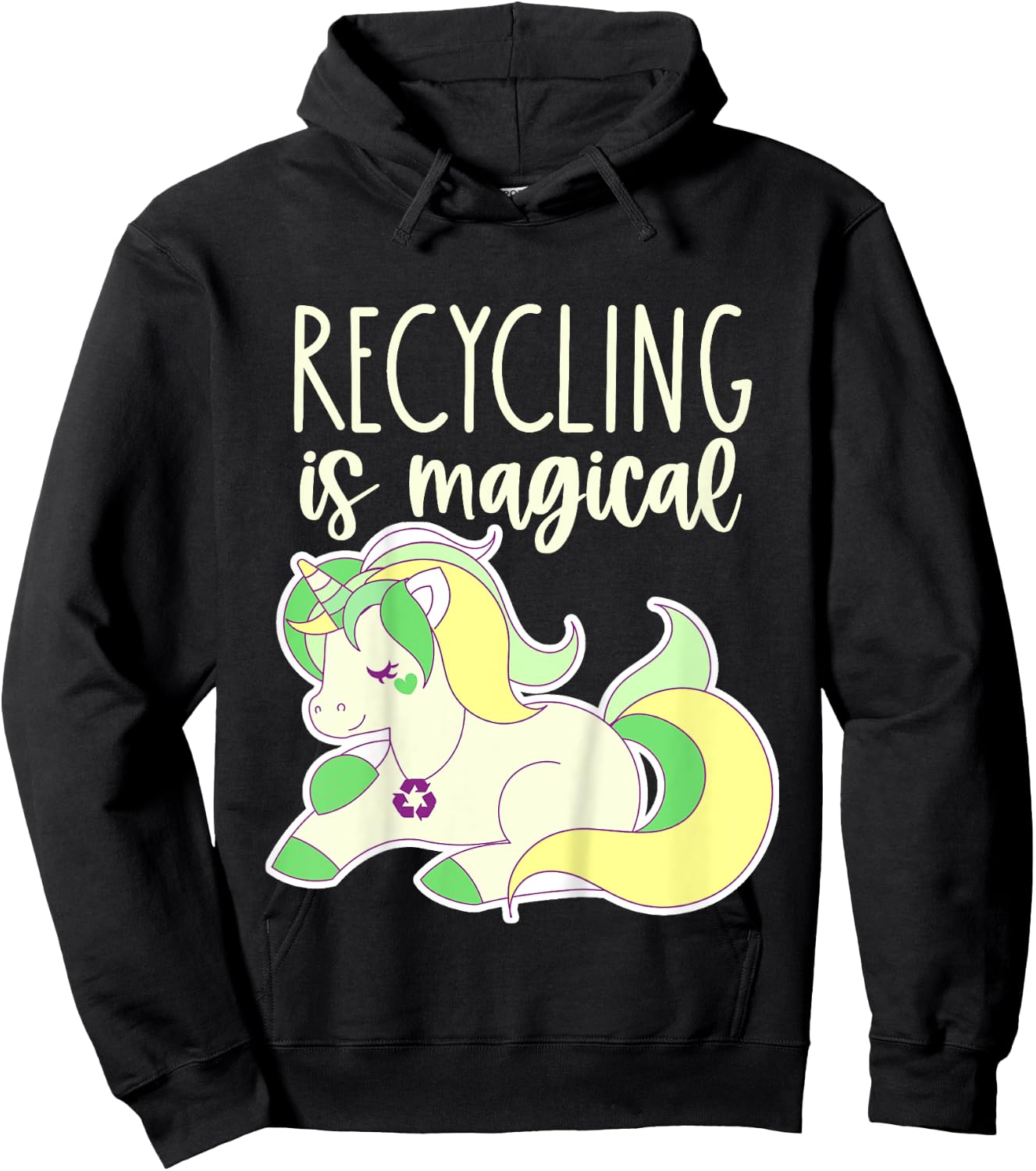 Kids Toddler Earth Day Recycle Unicorn Girls Recycling is Magical Hoodie - Hoodie | Black